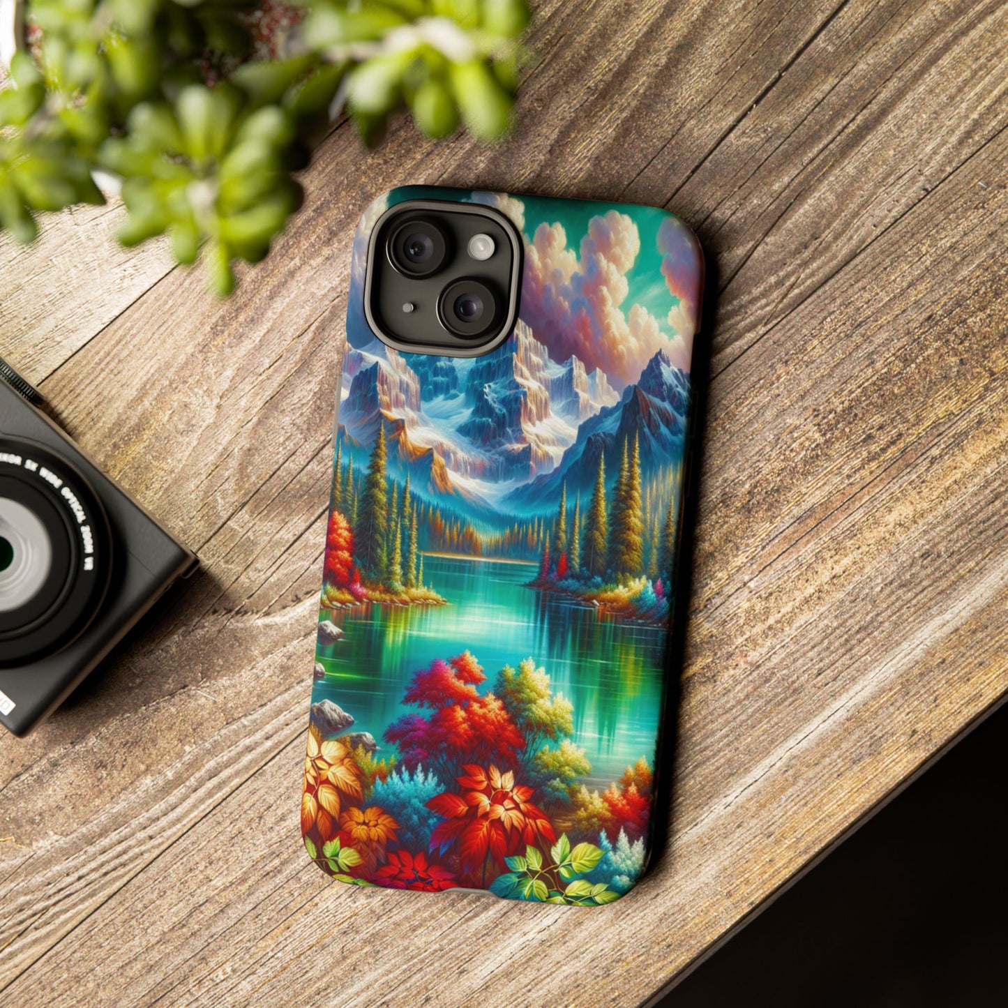 Colorful Mountain Lake Scene - Phone Case