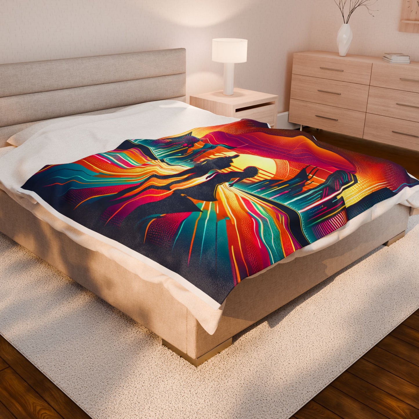 Illuminated Cityscape Encounter - Plush Blanket