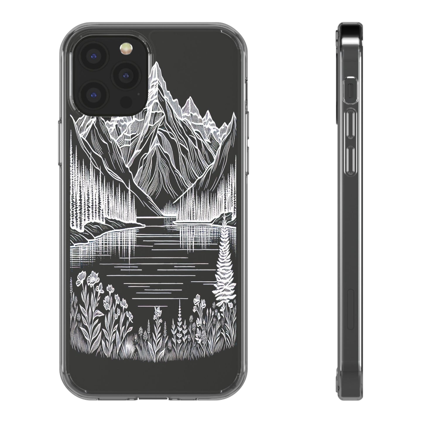 Transparent Majestic Peaks and Flora Iphone Case Compatible With Iphone 16 15 14 - Clear Phone Cover