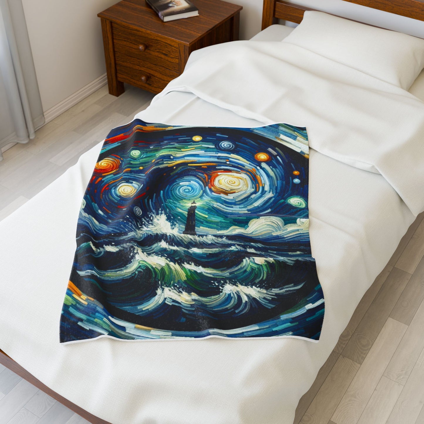 Guiding Light in Vortex Brushstrokes - Plush Blanket