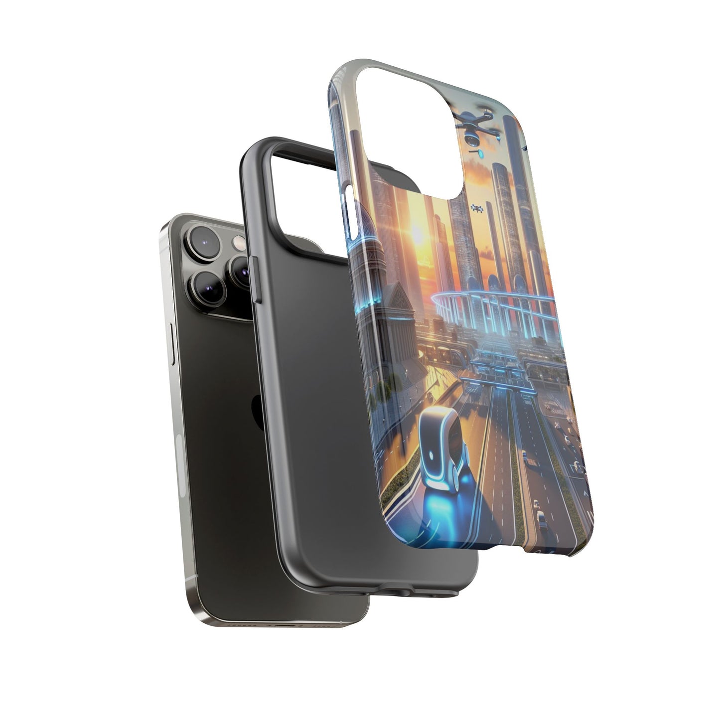 Futuristic Cityscape Unveiled - Phone Case