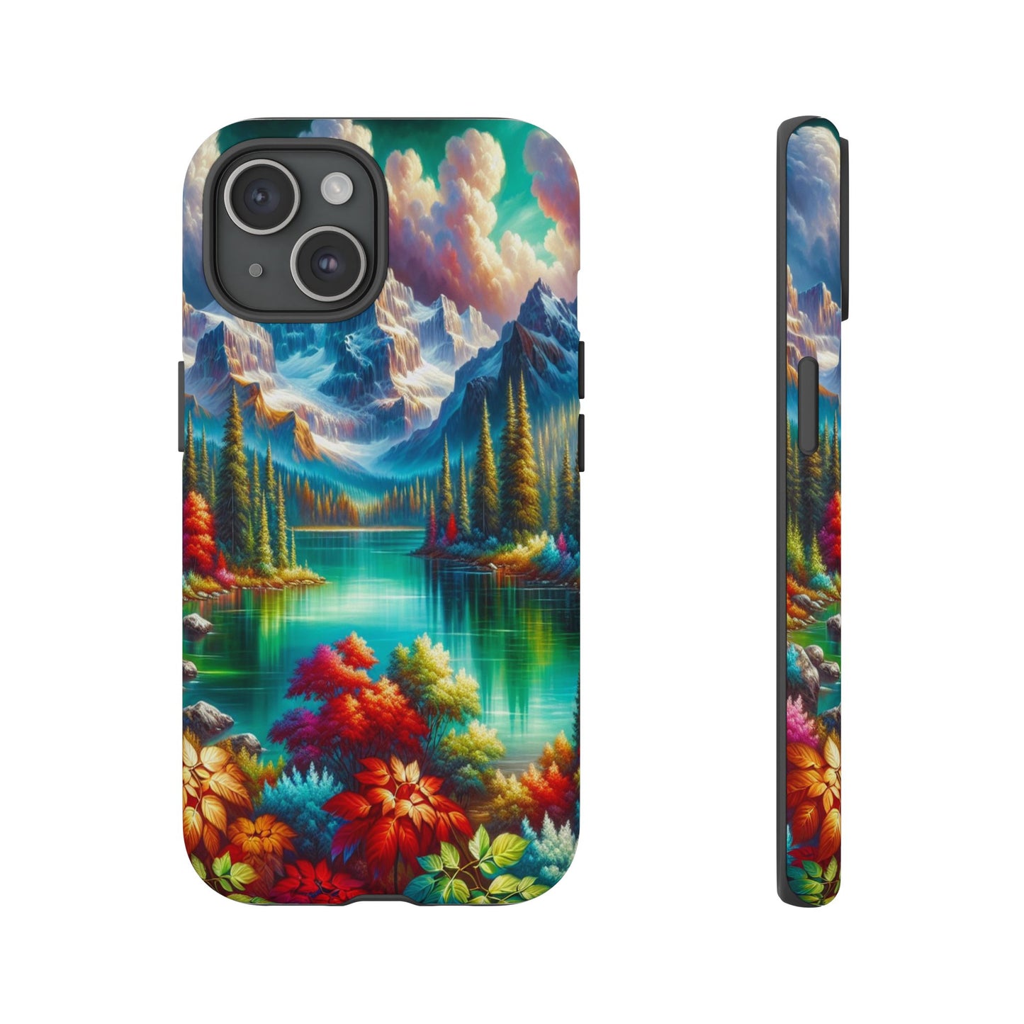 Colorful Mountain Lake Scene - Phone Case