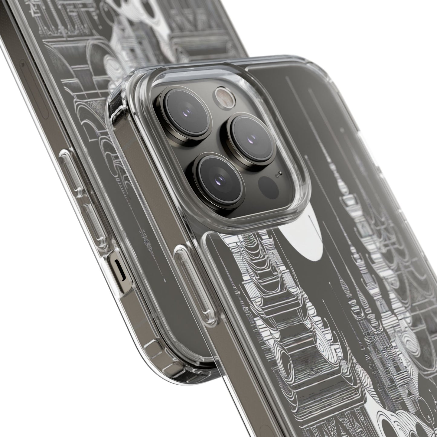 Transparent Temple Silhouette Under Bright Moon Iphone Case Compatible With Iphone 16 15 14 - Clear Phone Cover