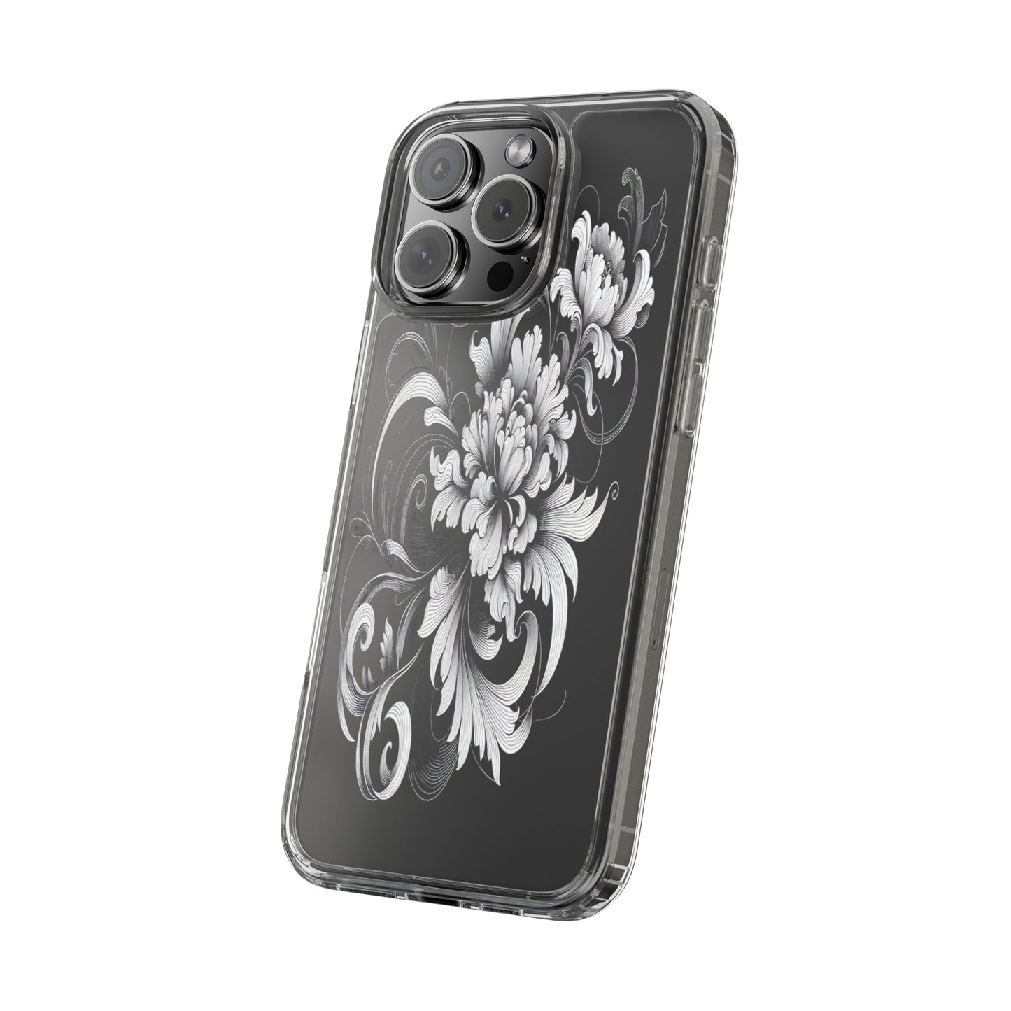 Transparent Intricate Flourish Design Iphone Case Compatible With Iphone 16 15 14 - Clear Phone Cover