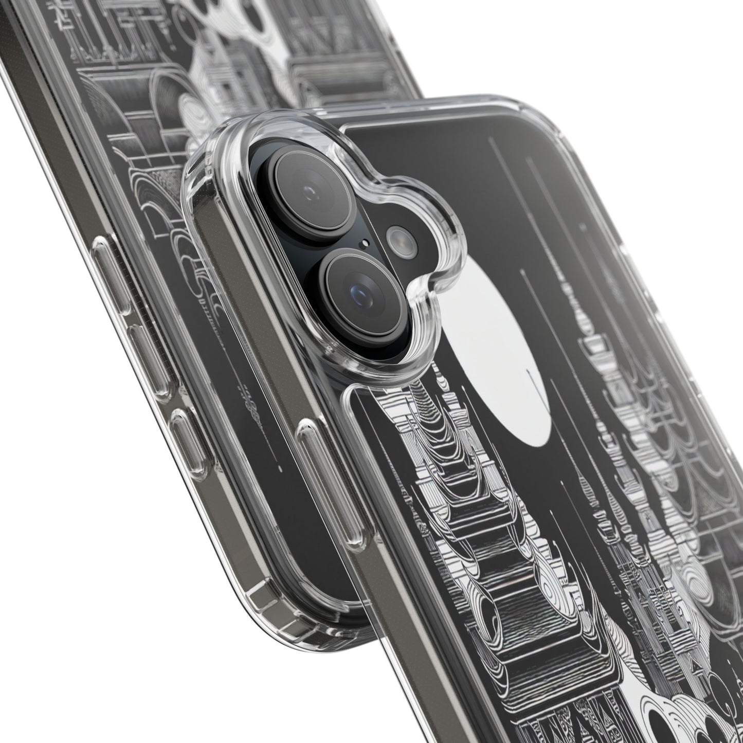 Transparent Temple Silhouette Under Bright Moon Iphone Case Compatible With Iphone 16 15 14 - Clear Phone Cover