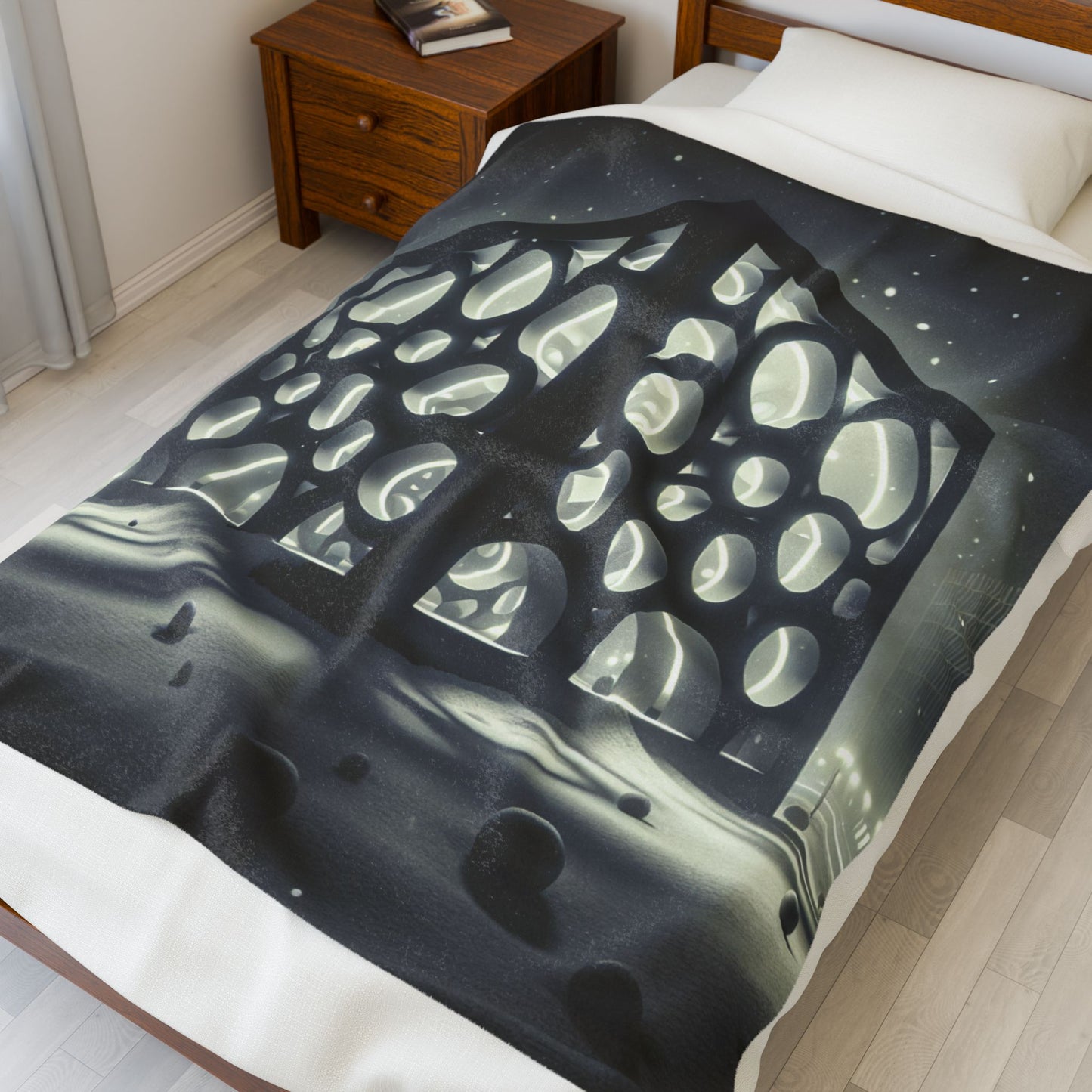 Illuminated Winter Cube Scene - Plush Blanket