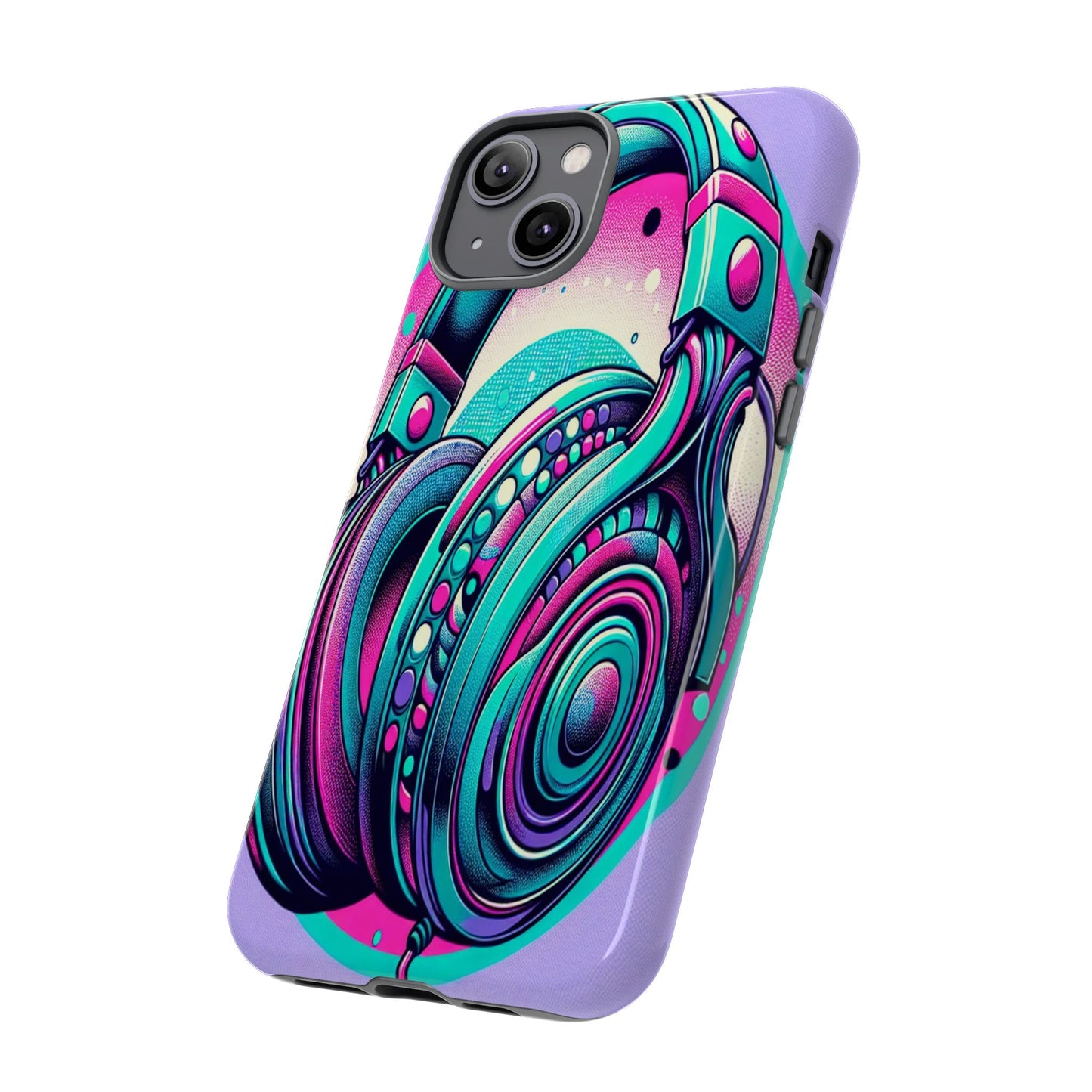 Custom ProtectiveHeadphone Vibes in Electric ColorsIphone Case Compatible With Iphone 16 15 14 - Phone Cover