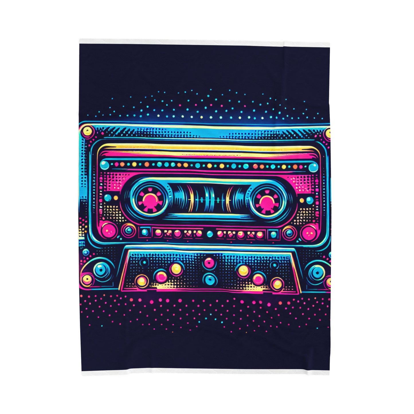 Retro Rhythm in Neon Tones - Plush Blanket