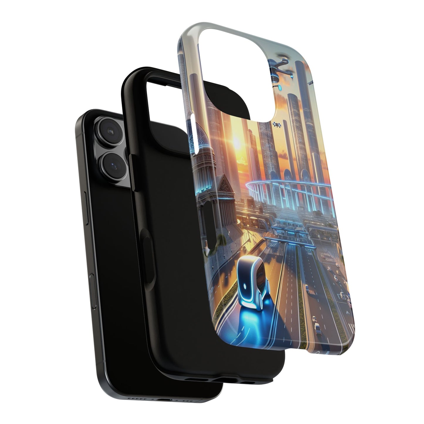 Futuristic Cityscape Unveiled - Phone Case