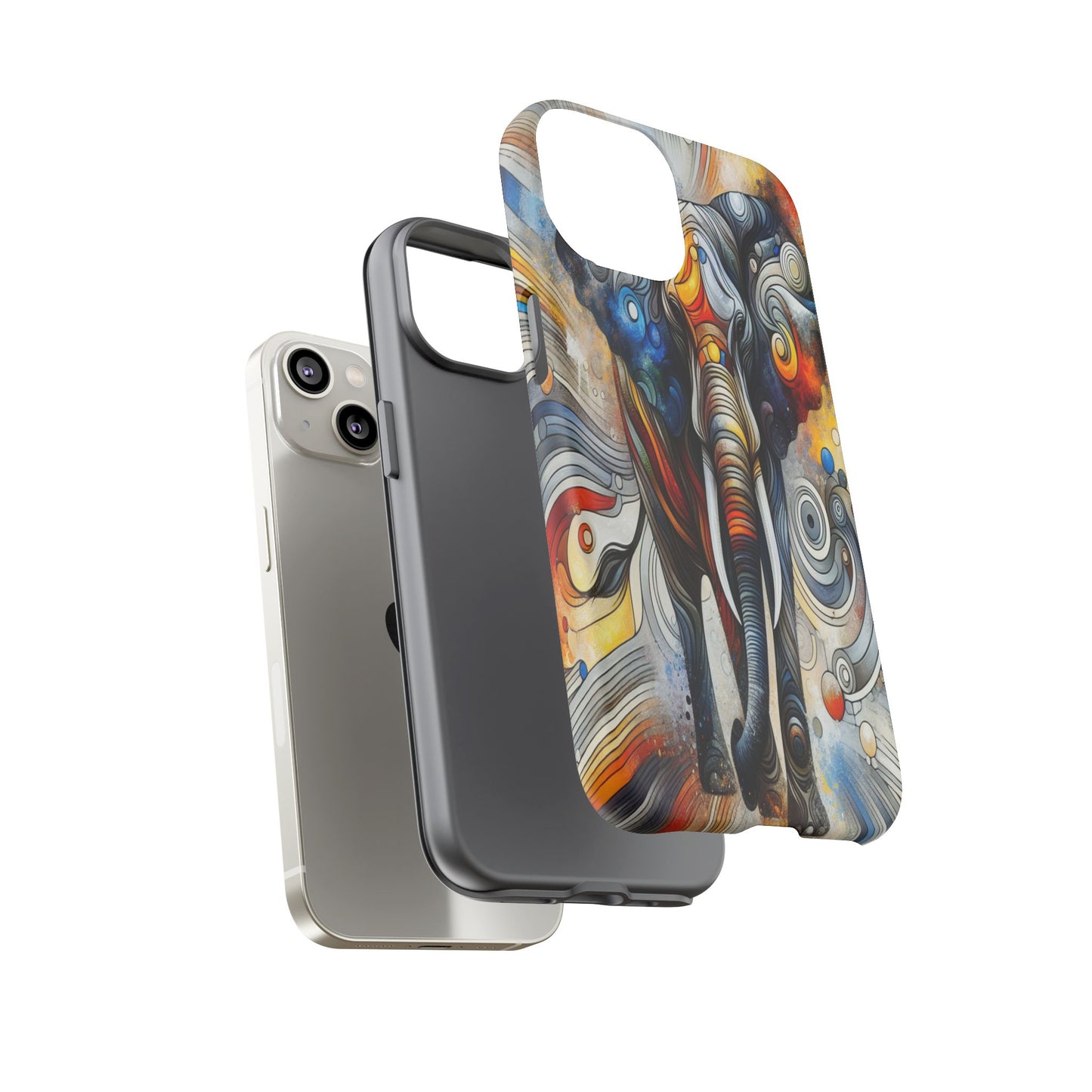 Protective Elephant in Swirling Colors Iphone Case Compatible With Iphone 16 15 14 - Phone Cover