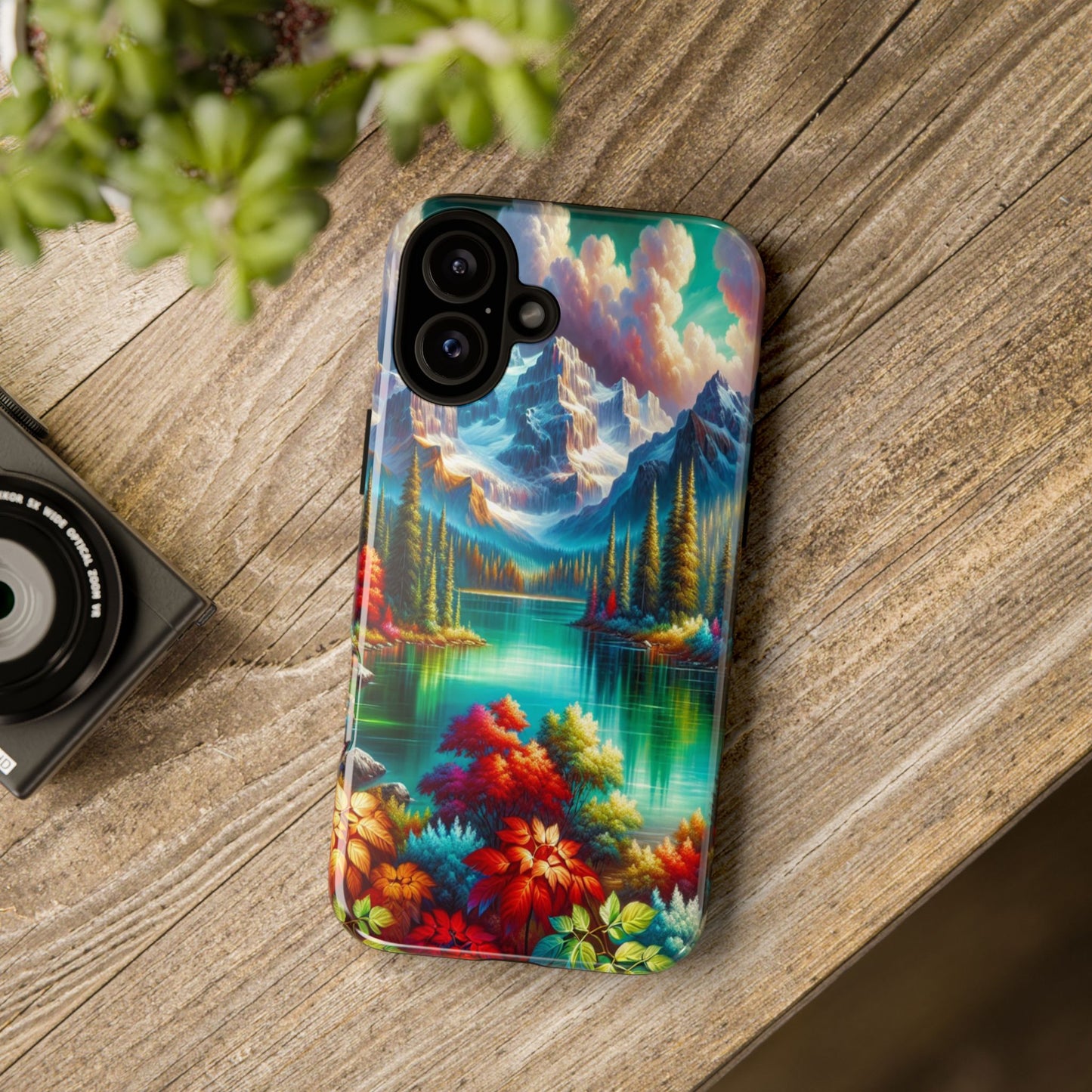 Colorful Mountain Lake Scene - Phone Case