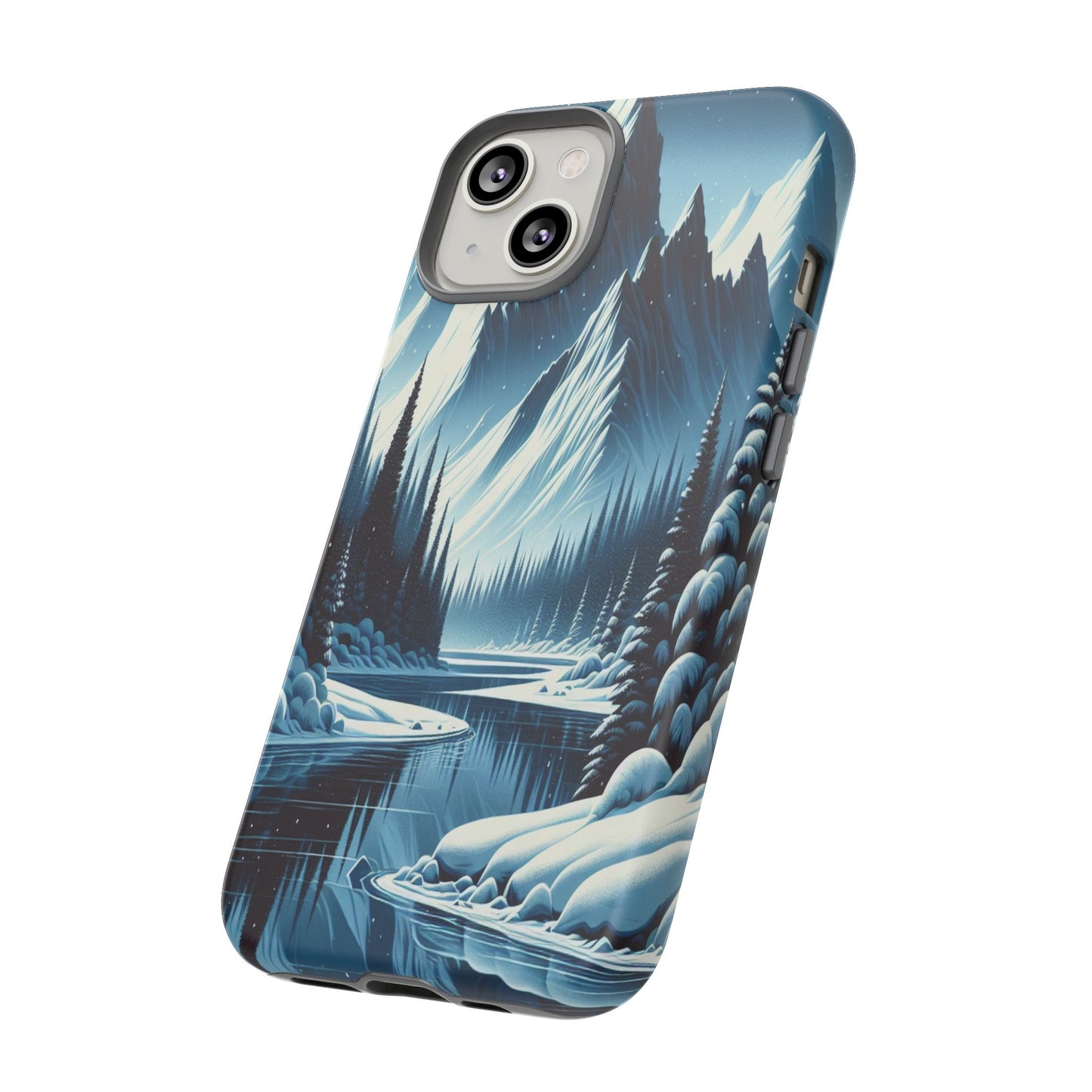 Frozen Peaks and Icy Reflections - Phone Case
