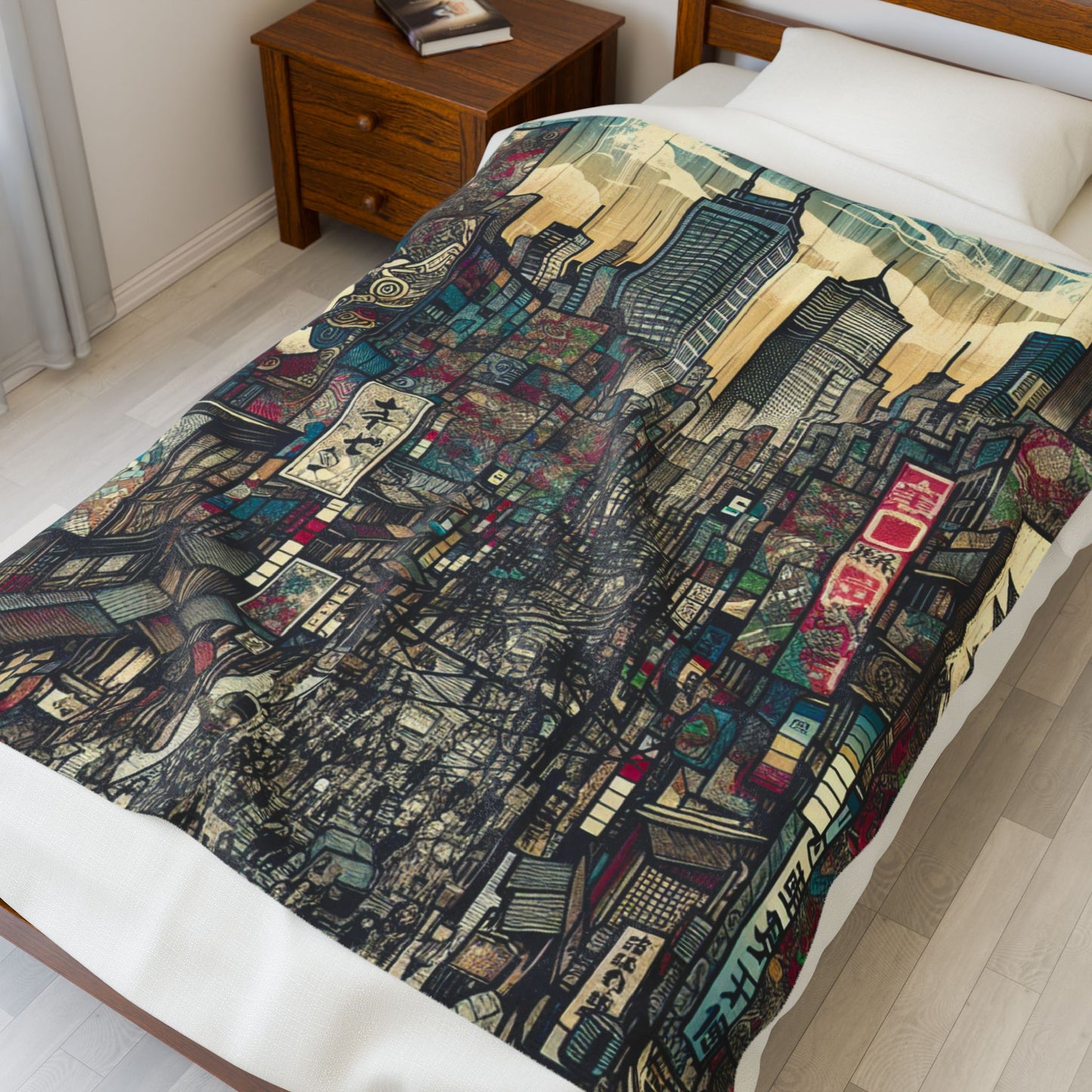 Bustling Streets of Imagination - Plush Blanket