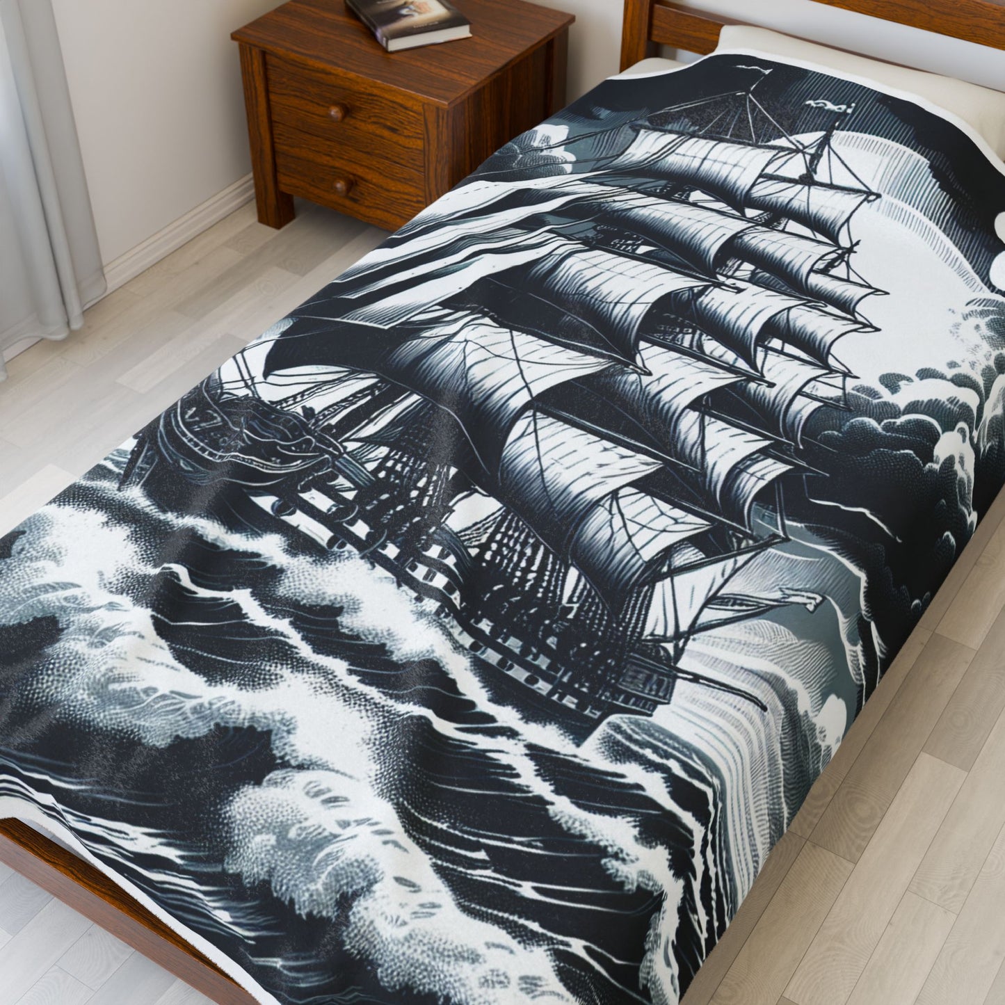 Monochromatic Nautical Adventure- Plush Blanket