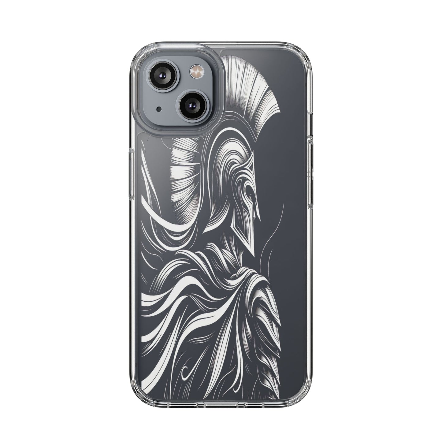 Transparent Helmeted Sentinel in Monochrome Motion Iphone Case Compatible With Iphone 16 15 14 - Clear Phone Cover