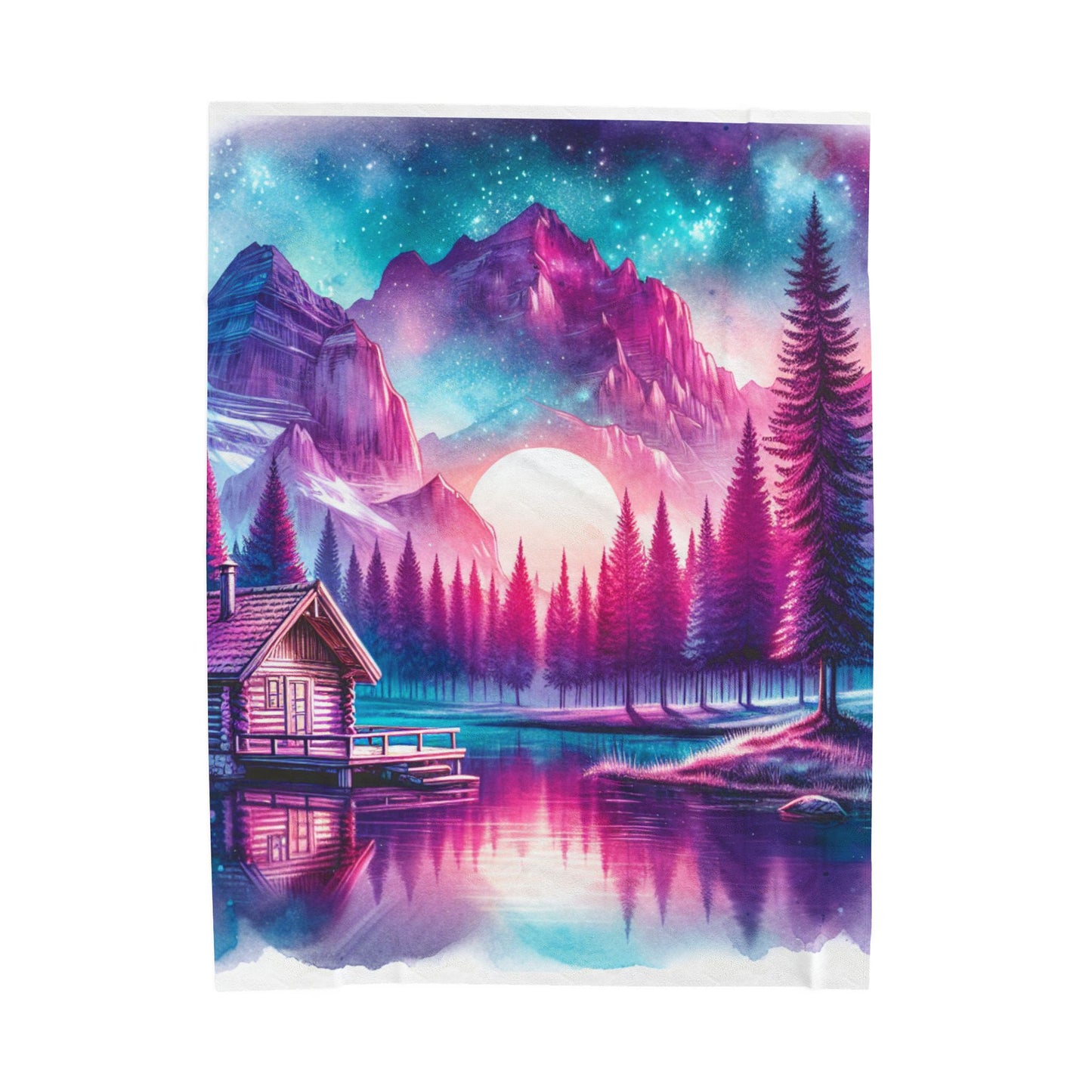 Dreamlike Mountain Retreat - Plush Blanket