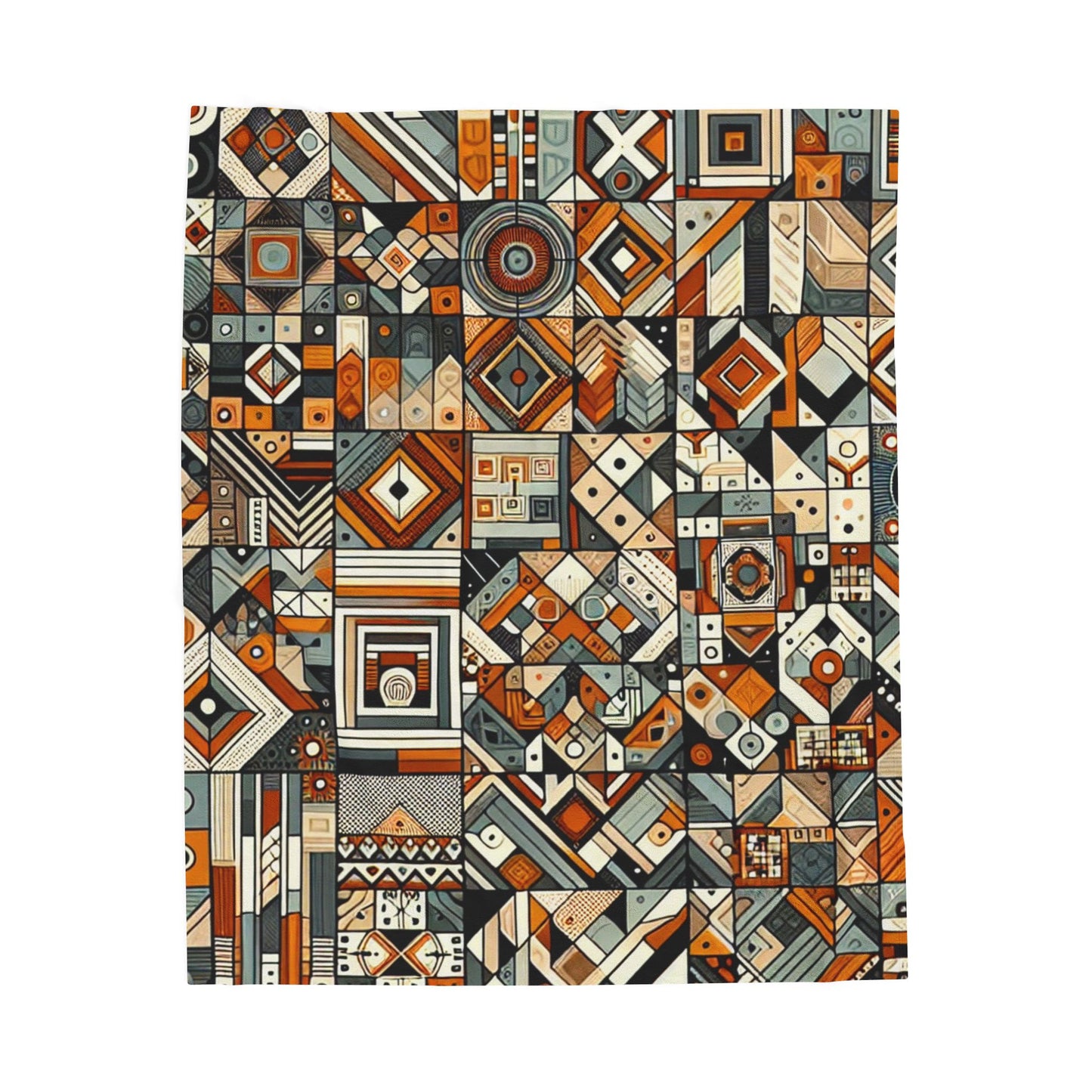 Mosaic of Shapes and Lines - Plush Blanket