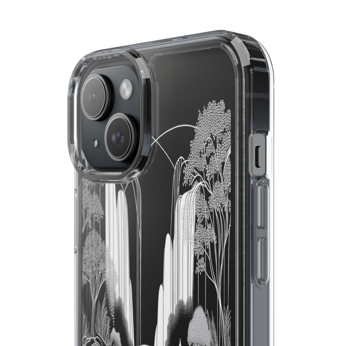 Transparent Waterfall Bridge Scene Iphone Case Compatible With Iphone 16 15 14 - Clear Phone Cover