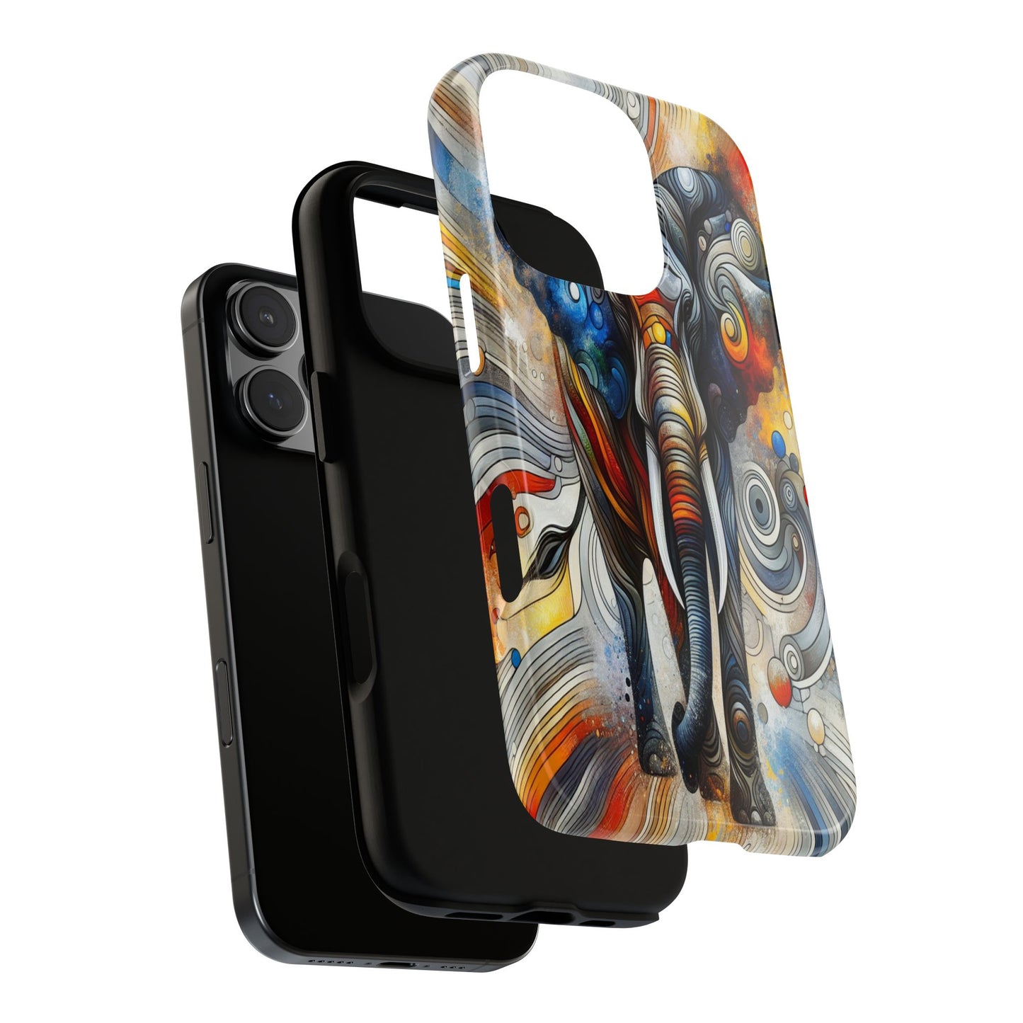 Protective Elephant in Swirling Colors Iphone Case Compatible With Iphone 16 15 14 - Phone Cover