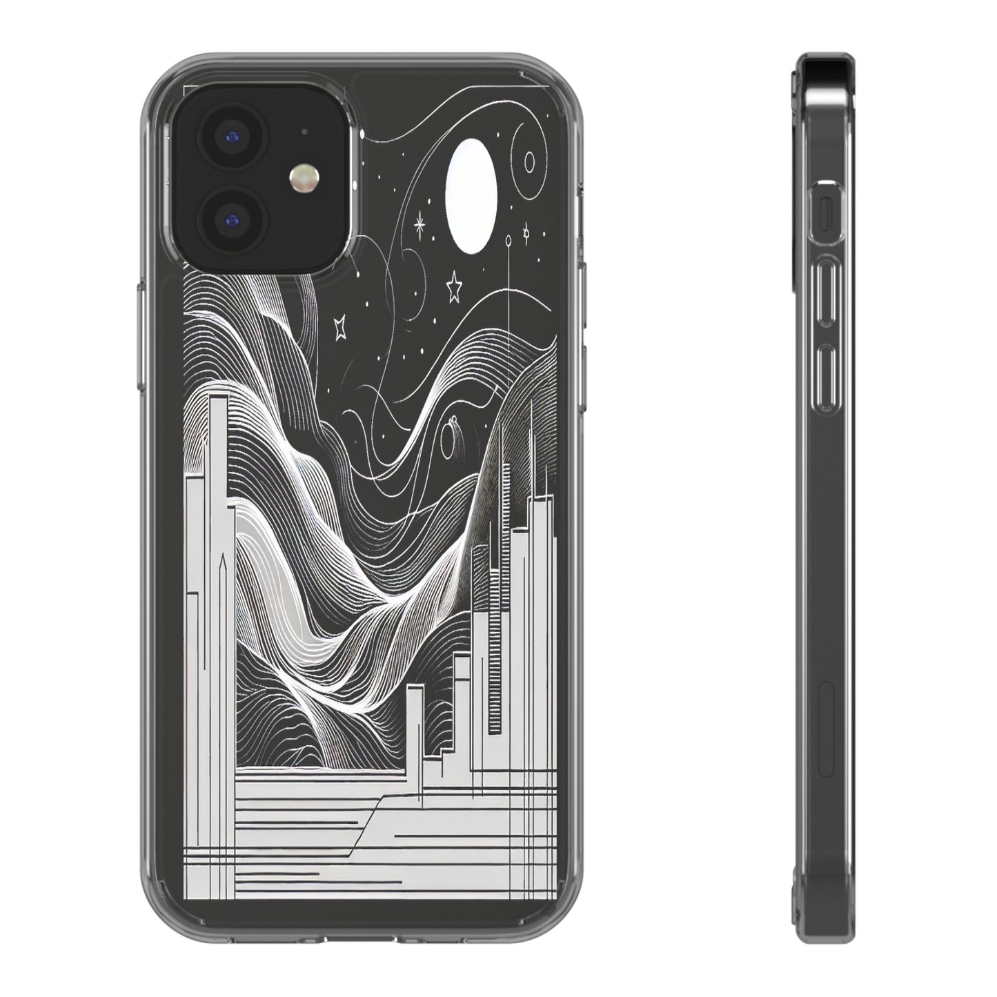 Transparent Illuminated Skyline Design Iphone Case Compatible With Iphone 16 15 14 - Clear Phone Cover