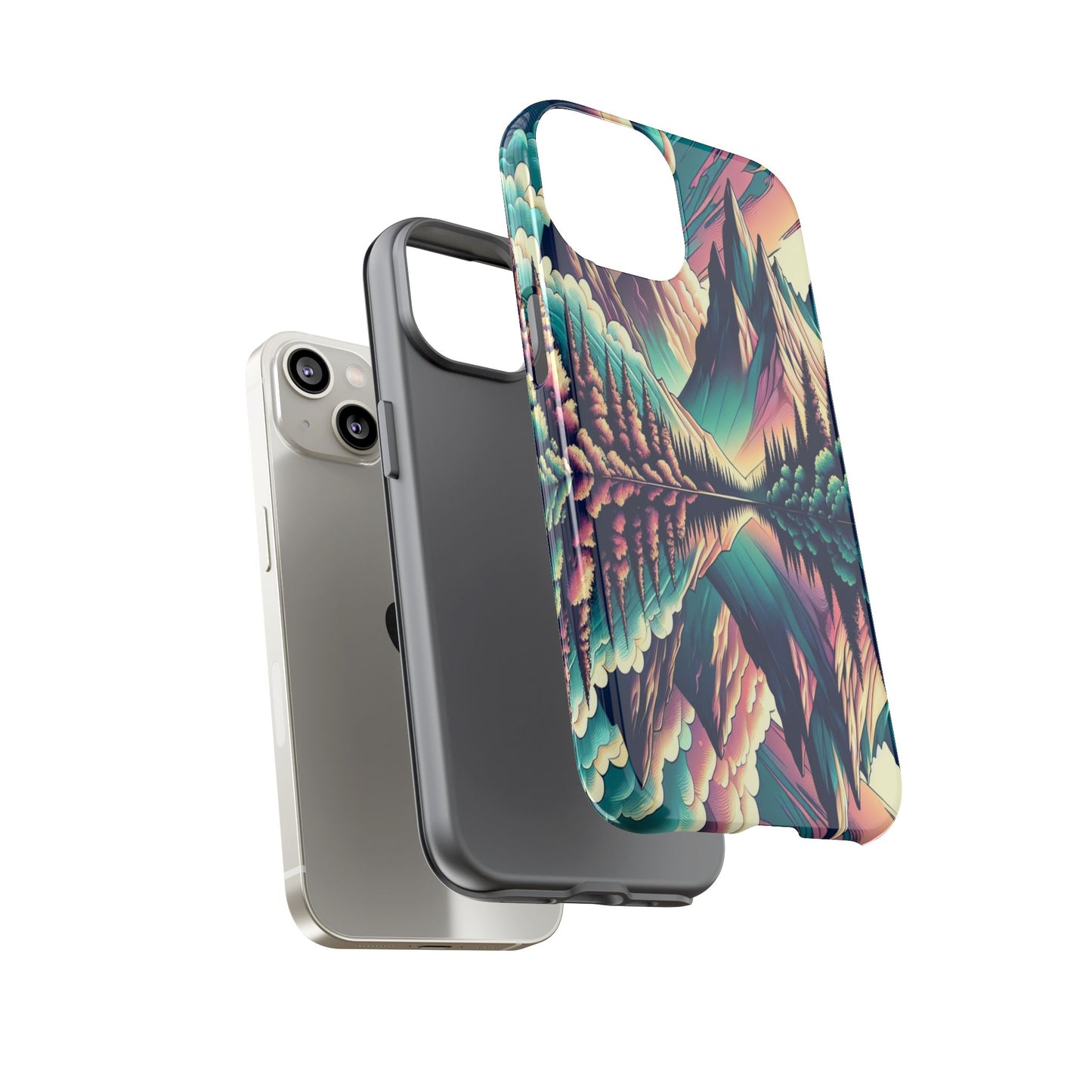 Tranquil Peaks and Reflected Skies - Phone Case