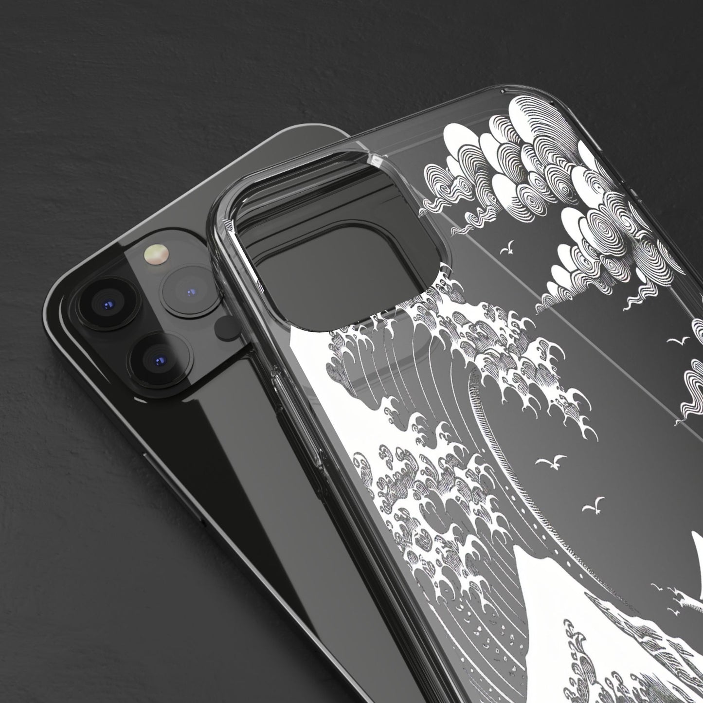 Transparent Waves and Mountains Iphone Case Compatible With Iphone 16 15 14 - Clear Phone Cover