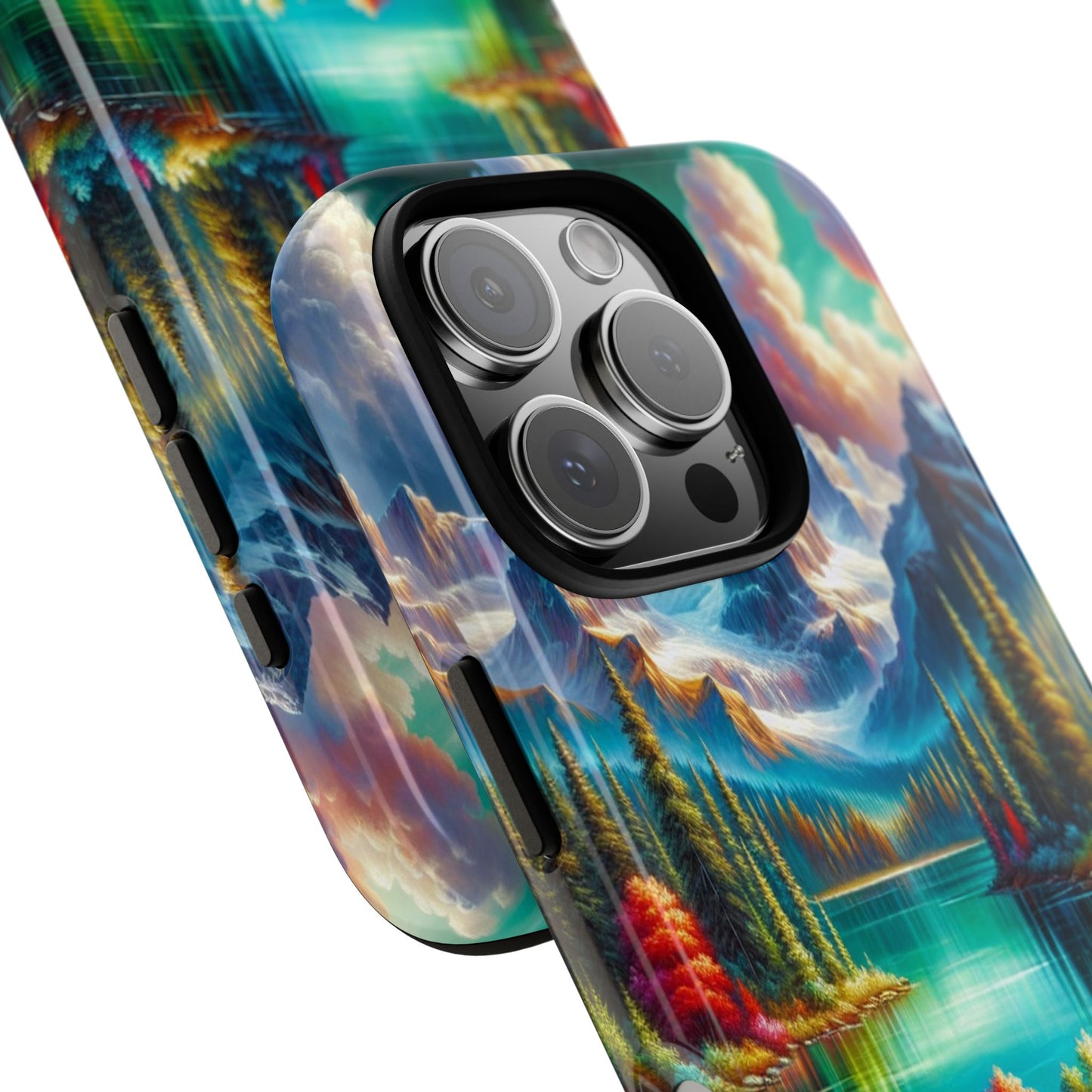 Colorful Mountain Lake Scene - Phone Case