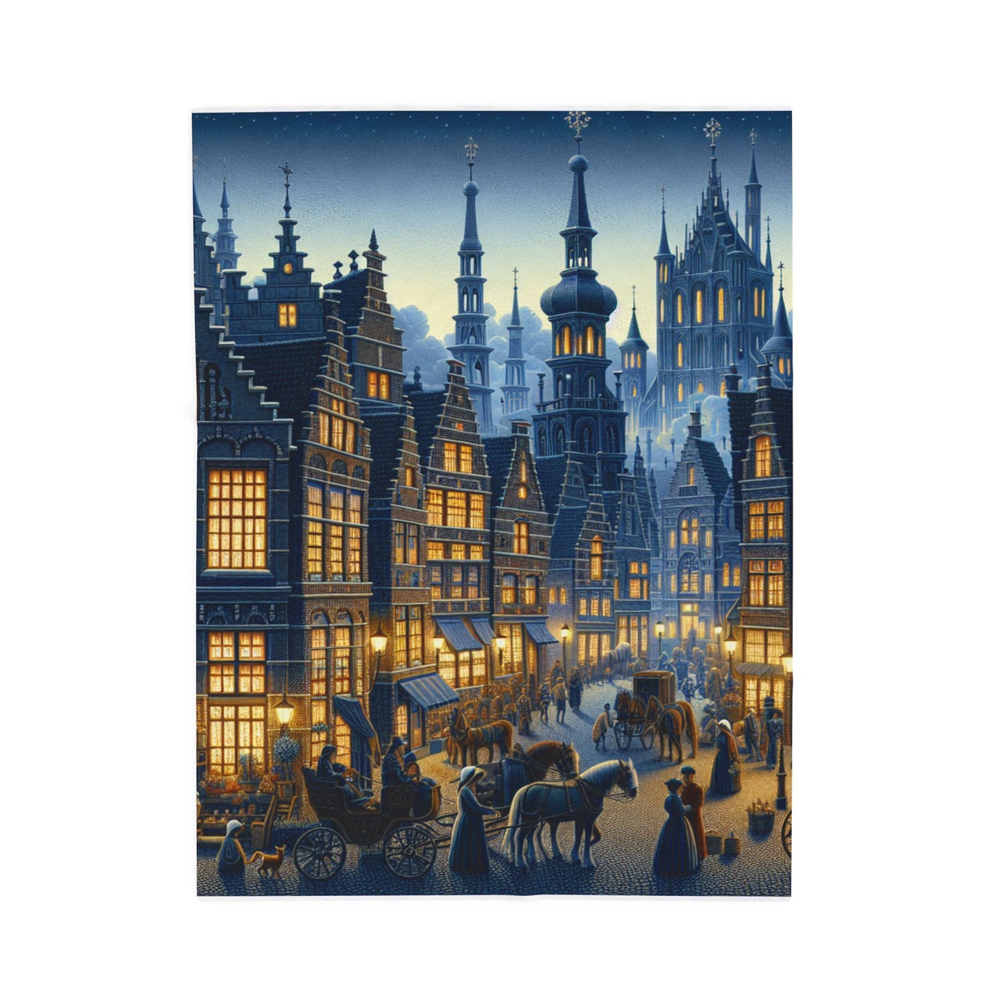 Medieval Streetlife Tableau - Plush Blanket