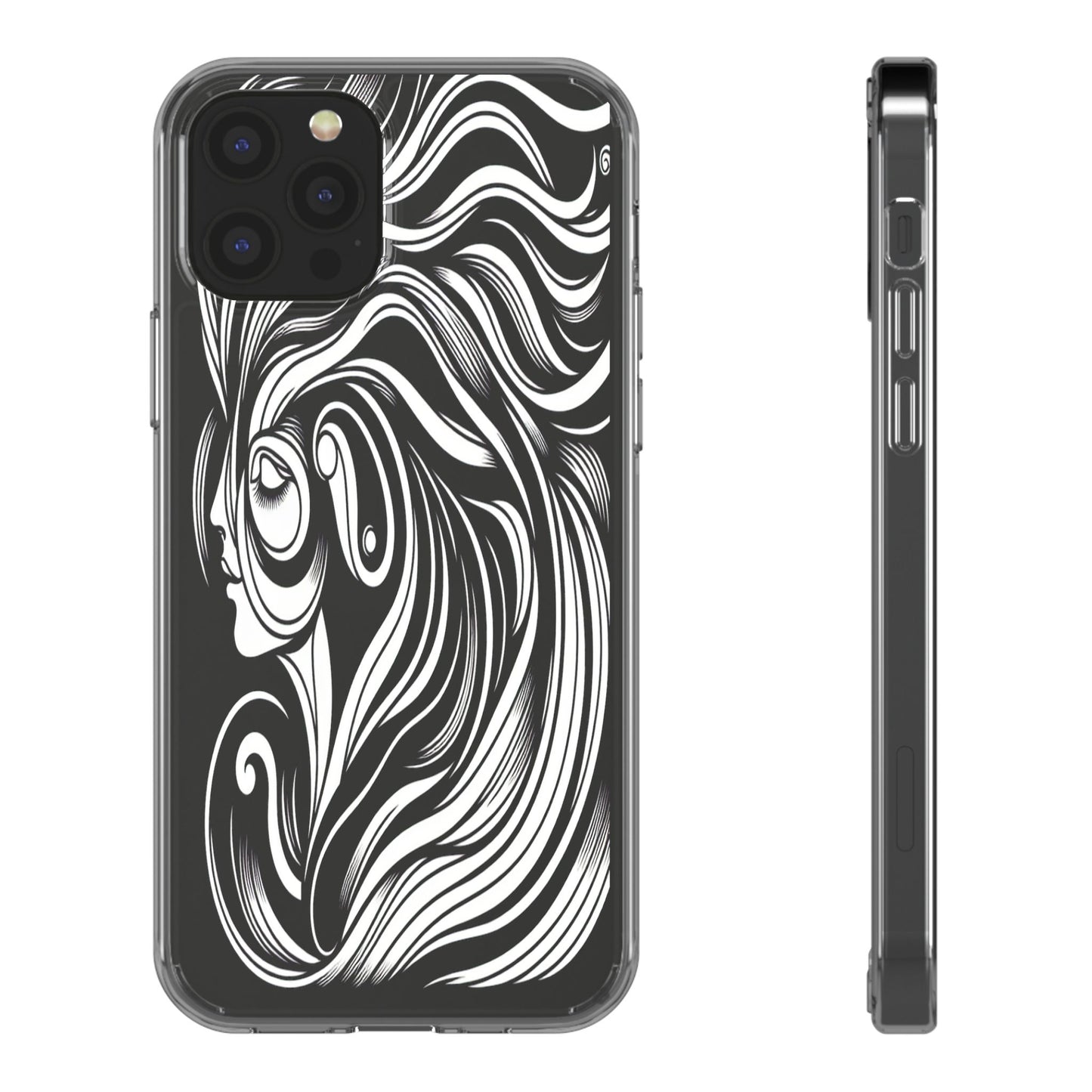 Transparent Flowing Contours Iphone Case Compatible With Iphone 16 15 14 - Clear Phone Cover