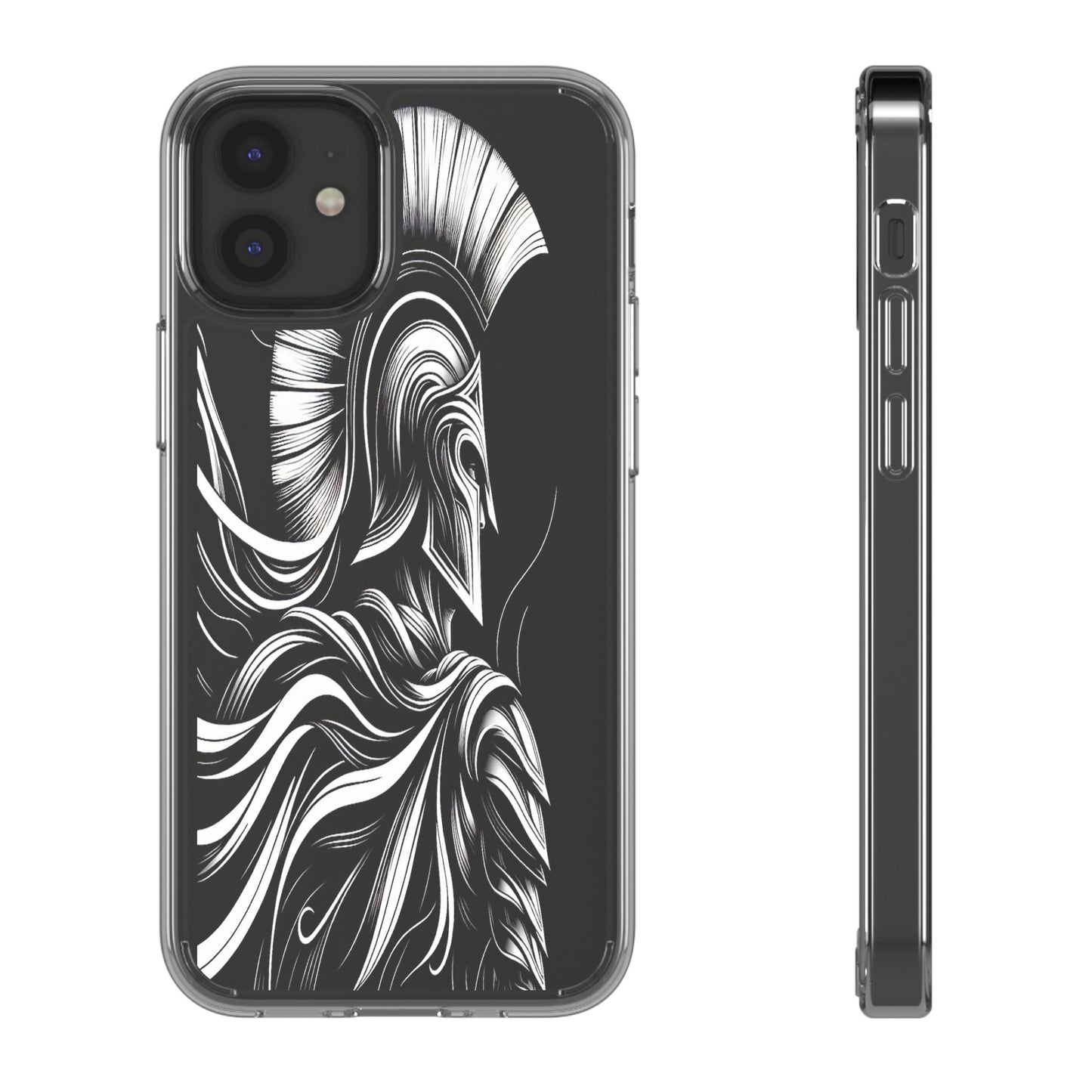 Transparent Helmeted Sentinel in Monochrome Motion Iphone Case Compatible With Iphone 16 15 14 - Clear Phone Cover