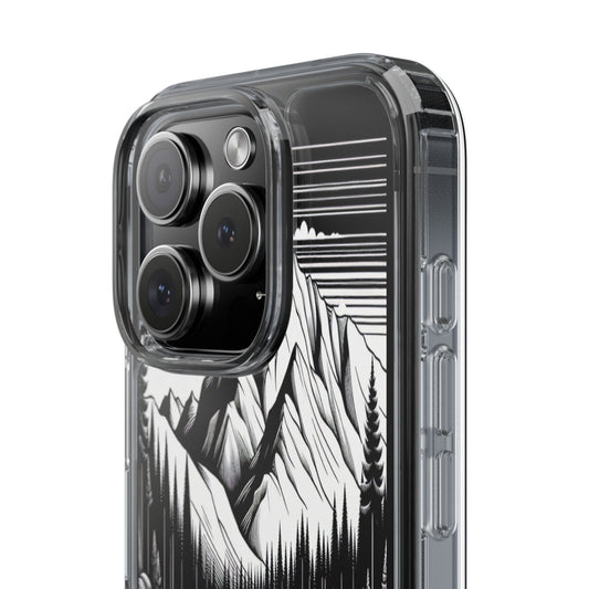 Transparent Majestic Landscape in Black and White Iphone Case Compatible With Iphone 16 15 14 - Clear Phone Cover