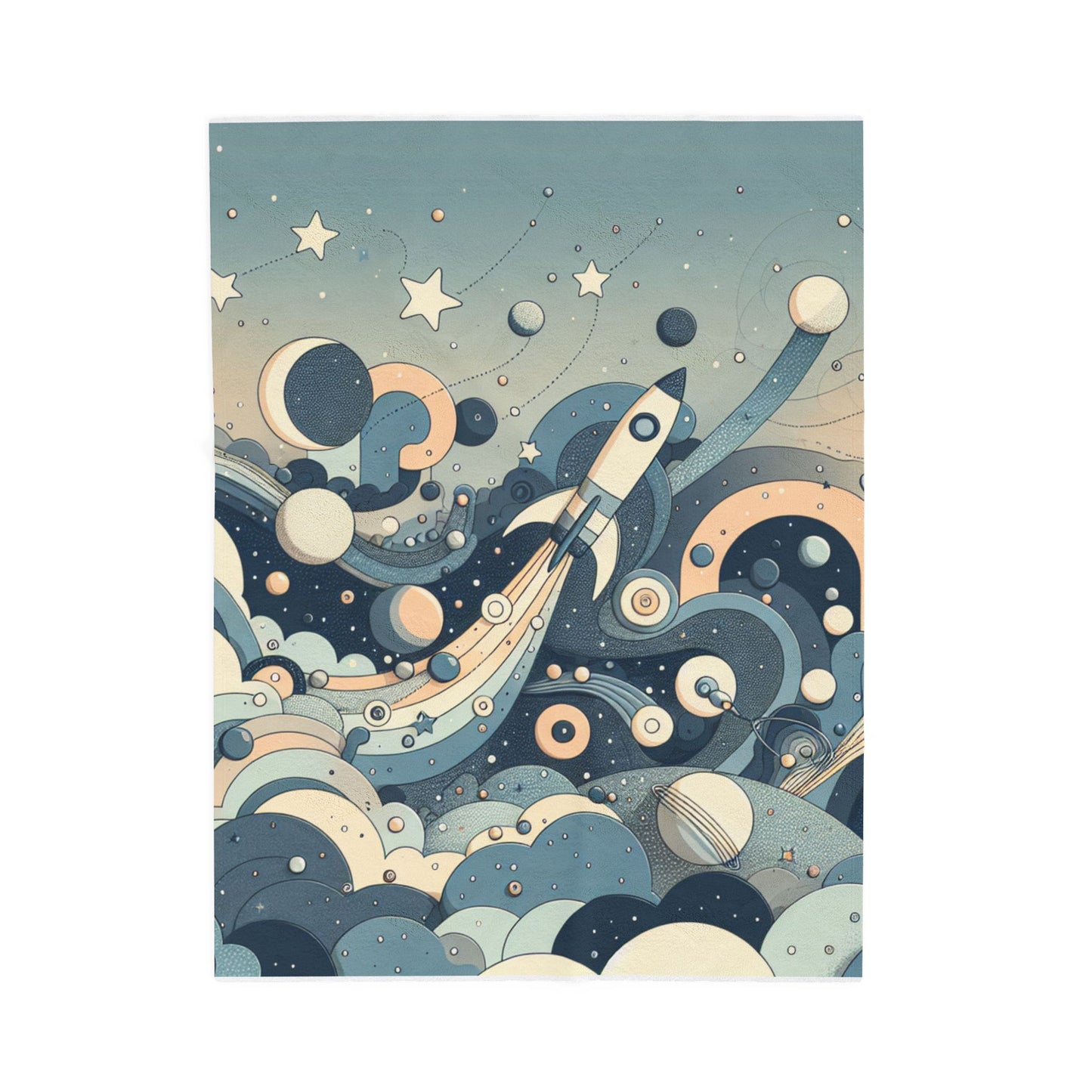 Rocket's Voyage Through Cosmic Seas - Plush Blanket