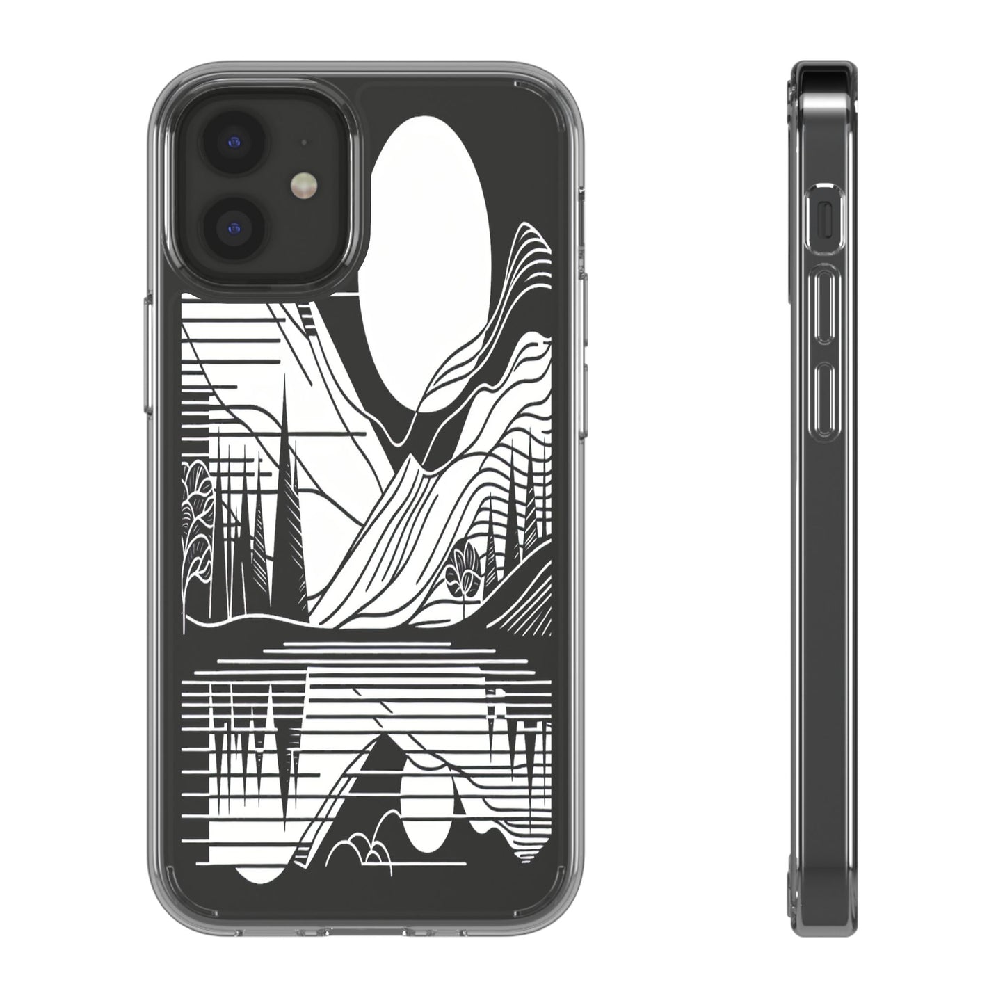 Transparent Lines and Landscape Iphone Case Compatible With Iphone 16 15 14 - Clear Phone Cover