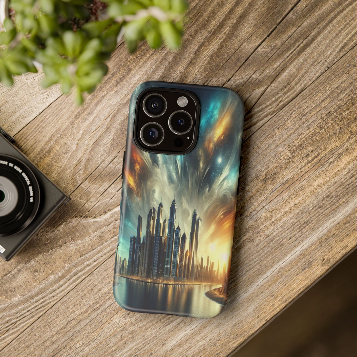 Cityscape under Celestial Tapestry - Phone Case