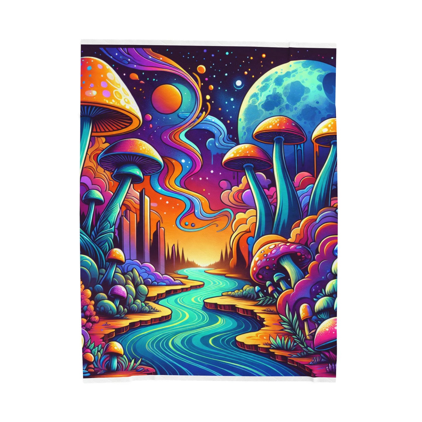 Mystic Fungi Realm - Plush Blanket