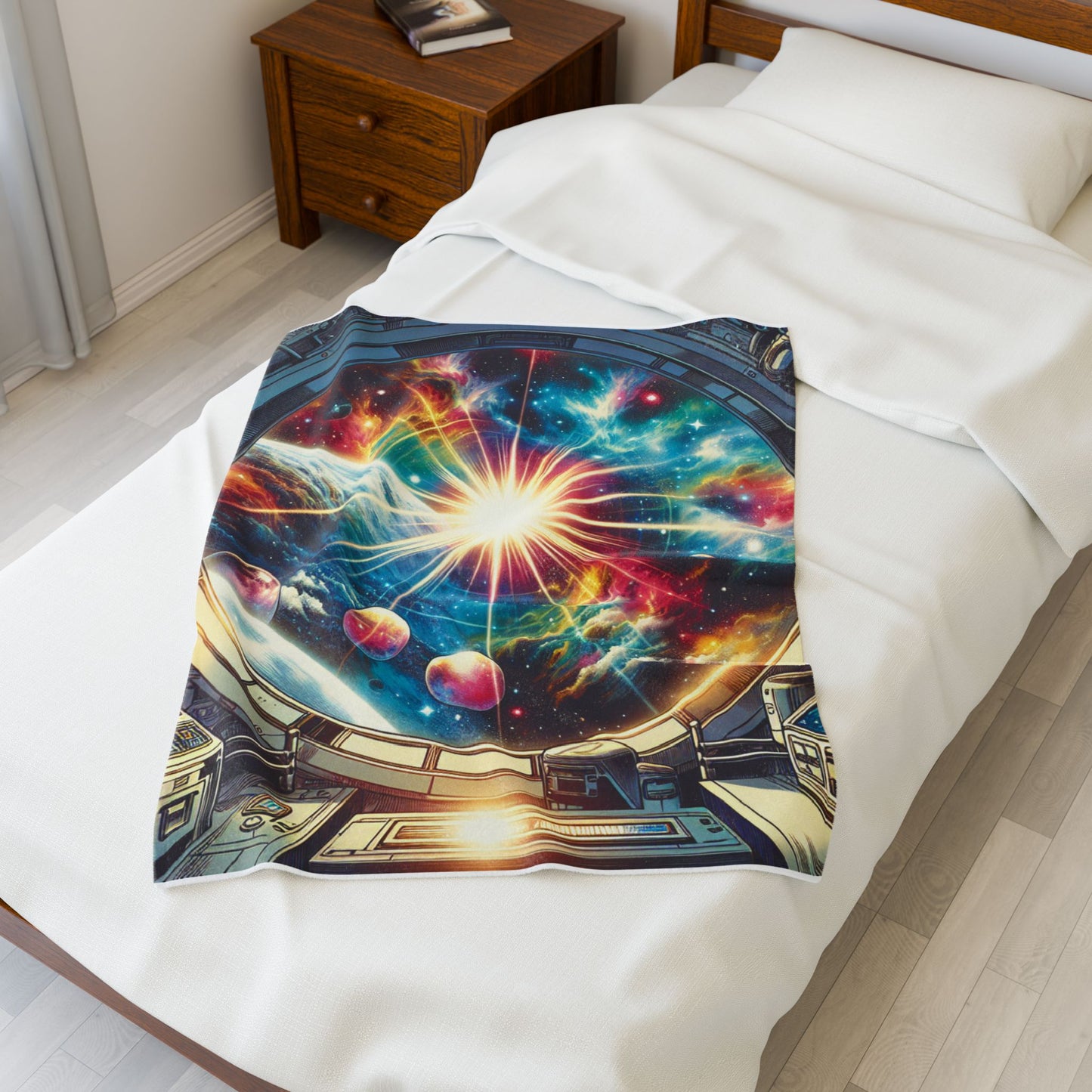 Galaxy Portal View from Spacecraft - Plush Blanket