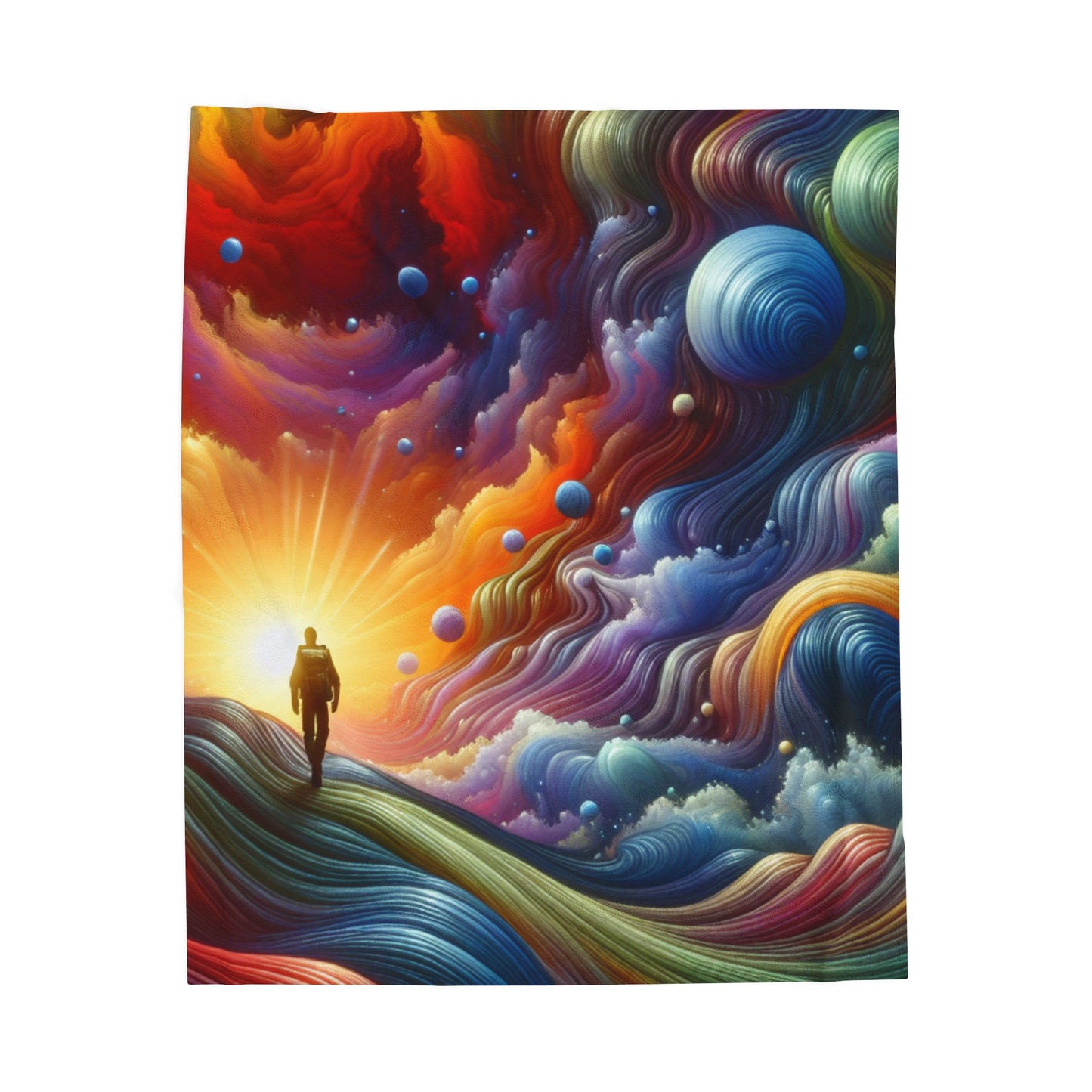 Journey Through a Vortex of Wonders - Plush Blanket