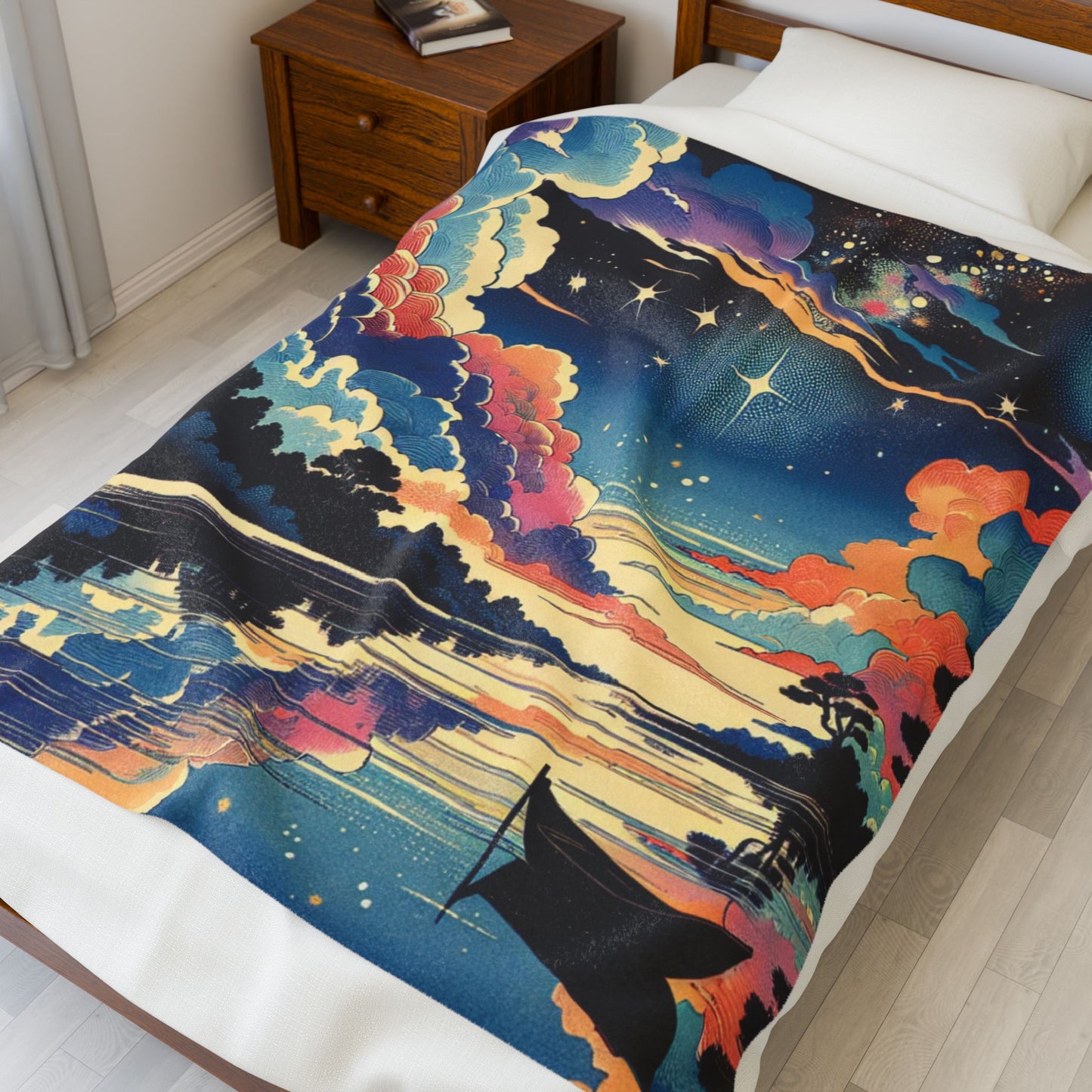 River Under Celestial Glow - Plush Blanket