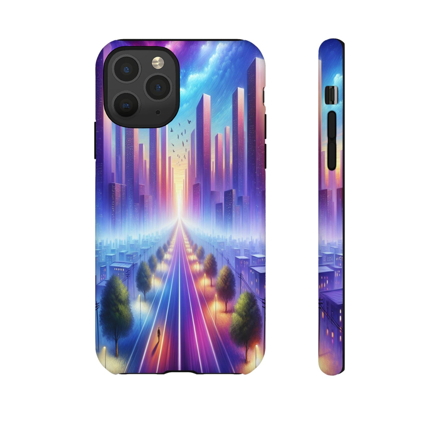 Journey into the Luminous Cityscape - Phone Case