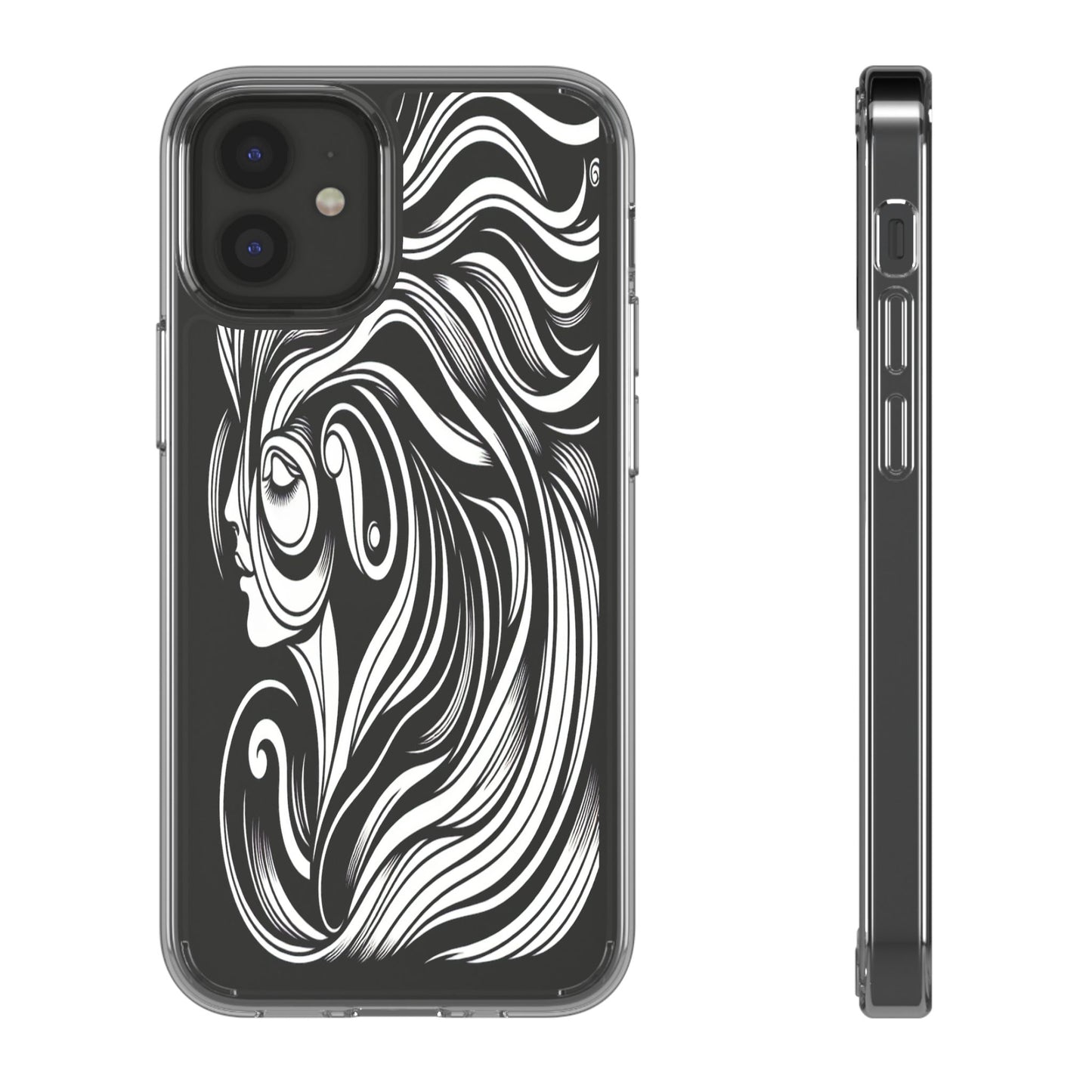 Transparent Flowing Contours Iphone Case Compatible With Iphone 16 15 14 - Clear Phone Cover