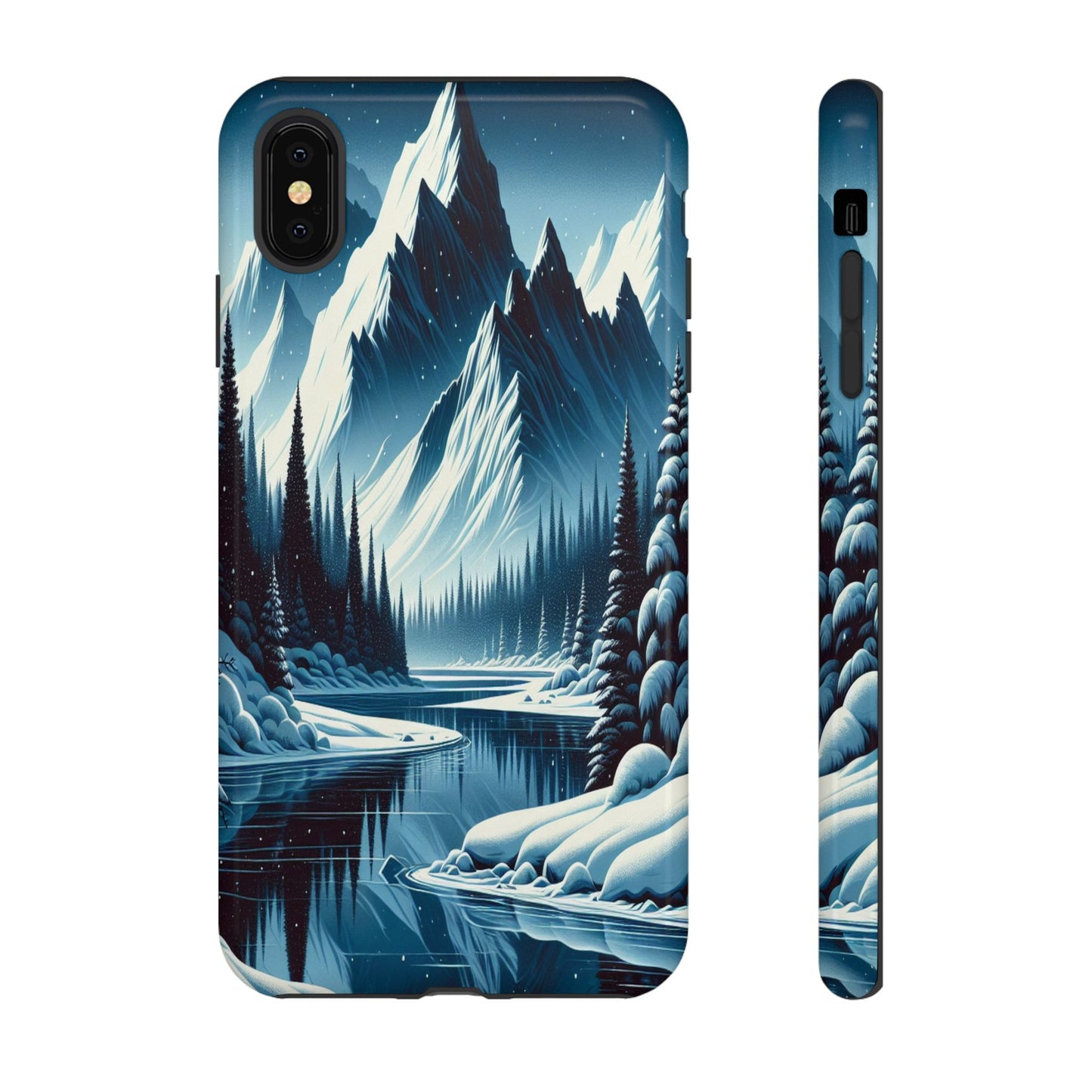 Frozen Peaks and Icy Reflections - Phone Case