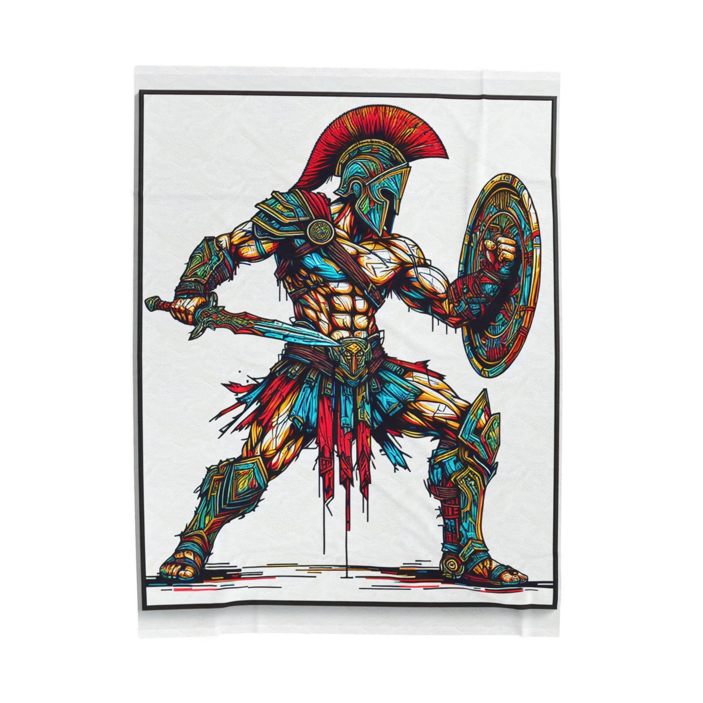 Warrior in Stained Glass- Plush Blanket