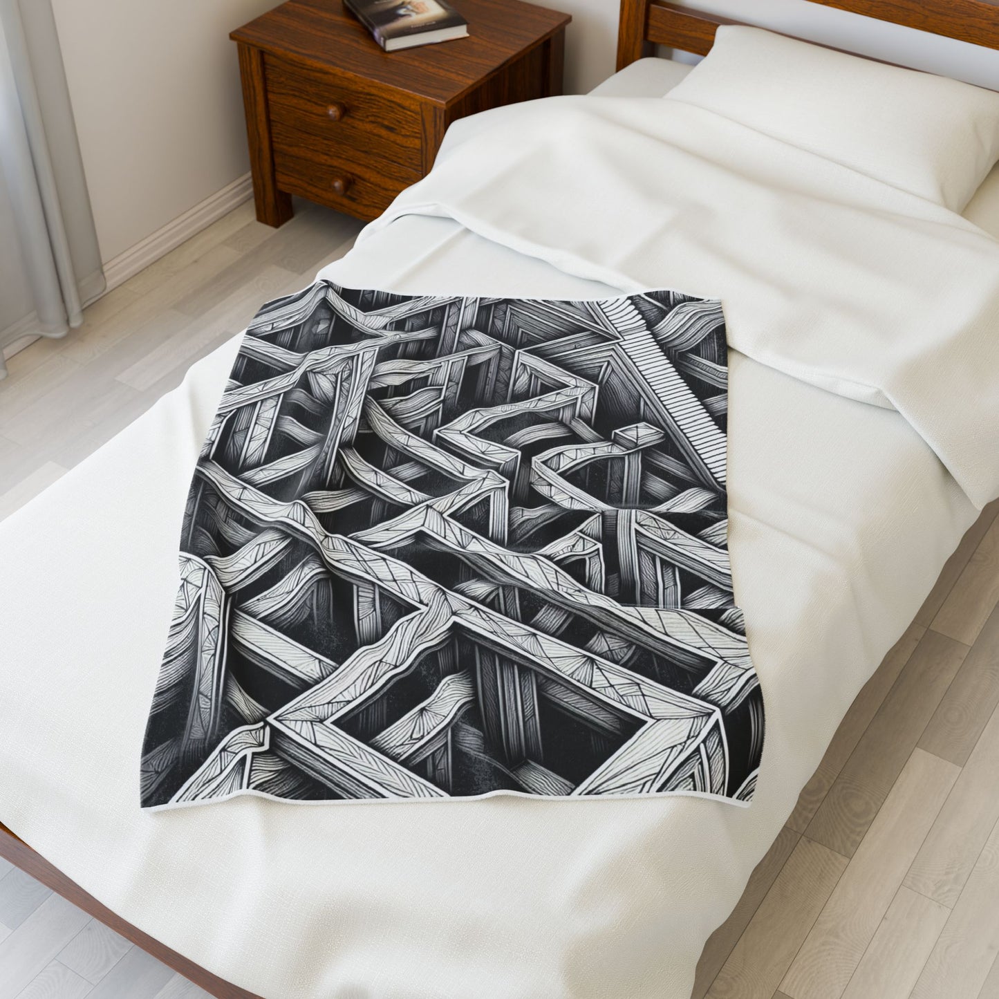 Maze of Shadows and Lines - Plush Blanket