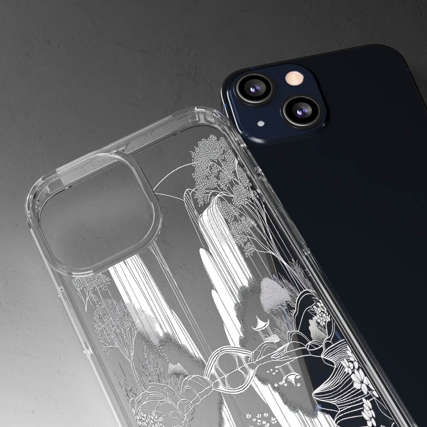 Transparent Waterfall Bridge Scene Iphone Case Compatible With Iphone 16 15 14 - Clear Phone Cover