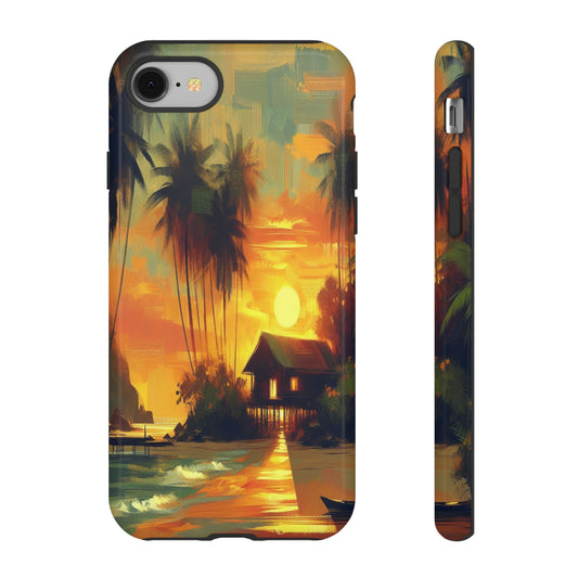 Protective Island Paradise at Dusk Iphone Case Compatible With Iphone 16 15 14 - Phone Cover