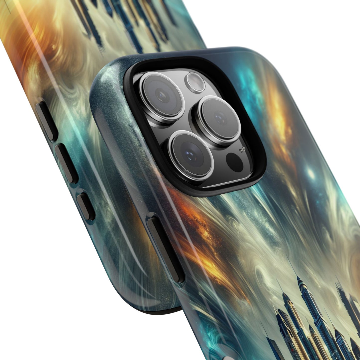 Cityscape under Celestial Tapestry - Phone Case