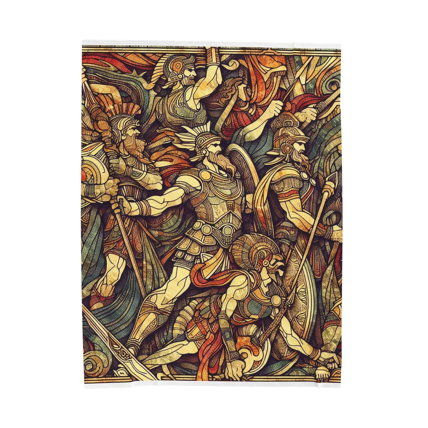 Ancient Warriors in Battle - Plush Blanket