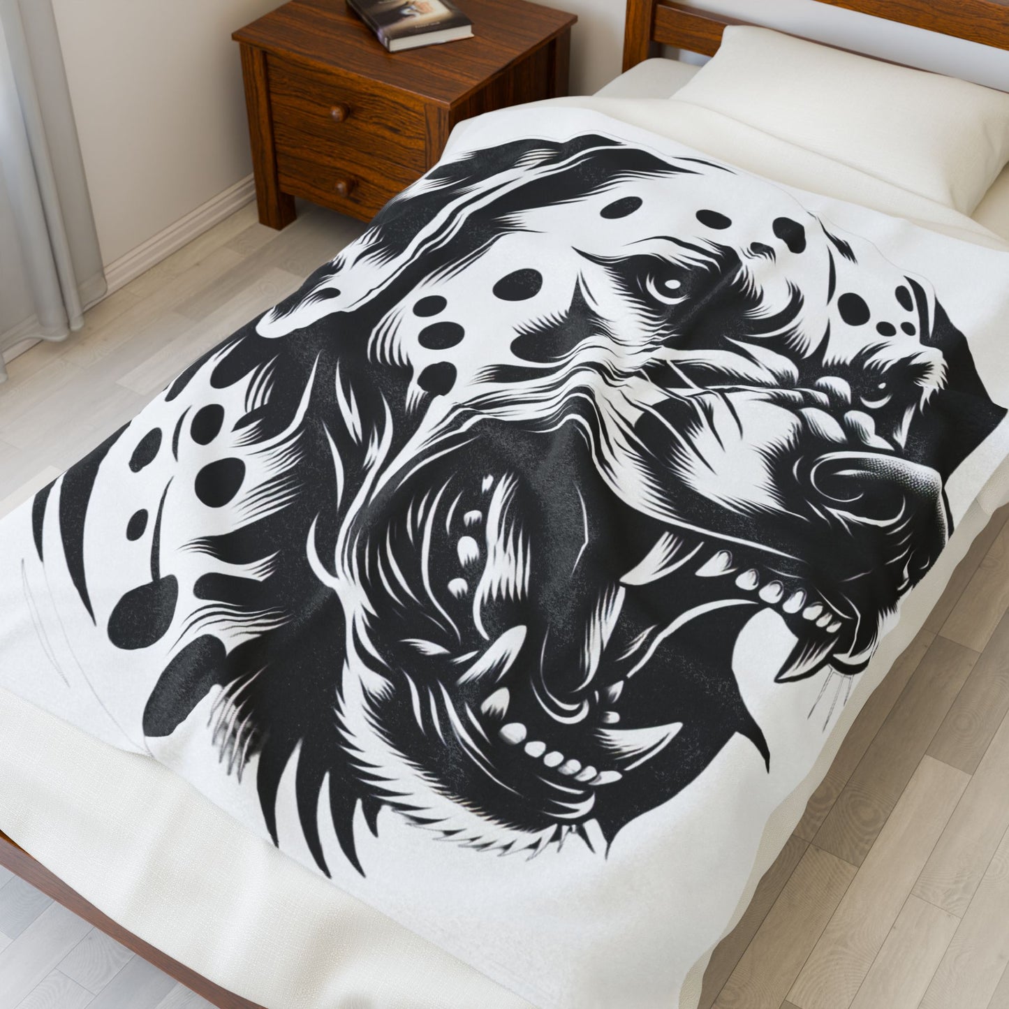 Fierce Monochrome Canine- Plush Blanket