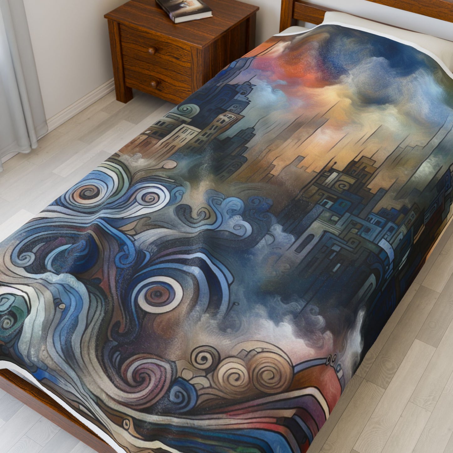 Metropolitan Curves and Clouds - Plush Blanket