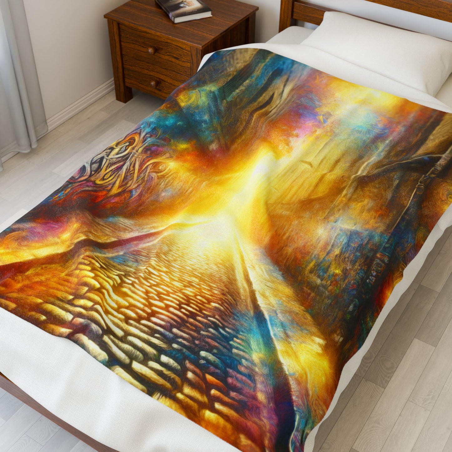 Illuminated Alleyway Journey - Plush Blanket